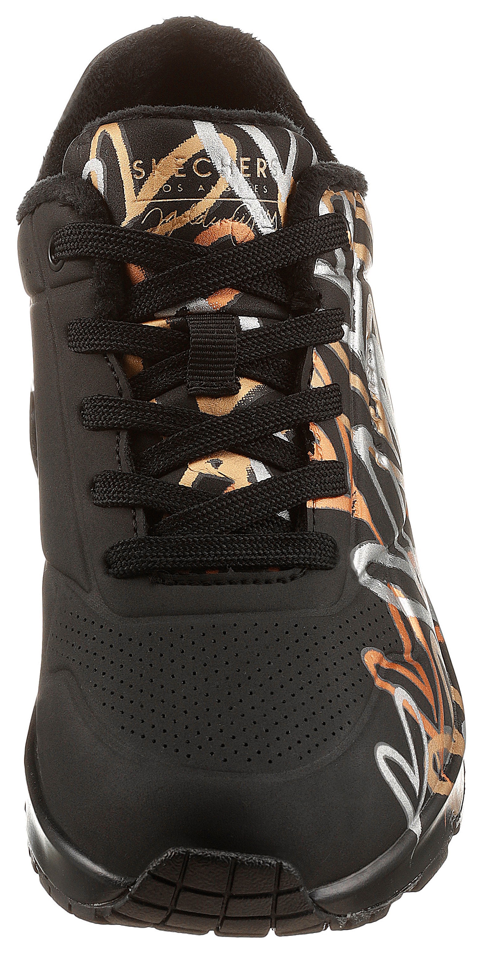 Sneaker SKECHERS "UNO - METALLIC LOVE", Damen, Gr. 36, schwarz, Lederimitat, Schuhe Sneaker, Freizeitschuh, Halbschuh, Schnürschuh mit trendigen Metallic-Print 3