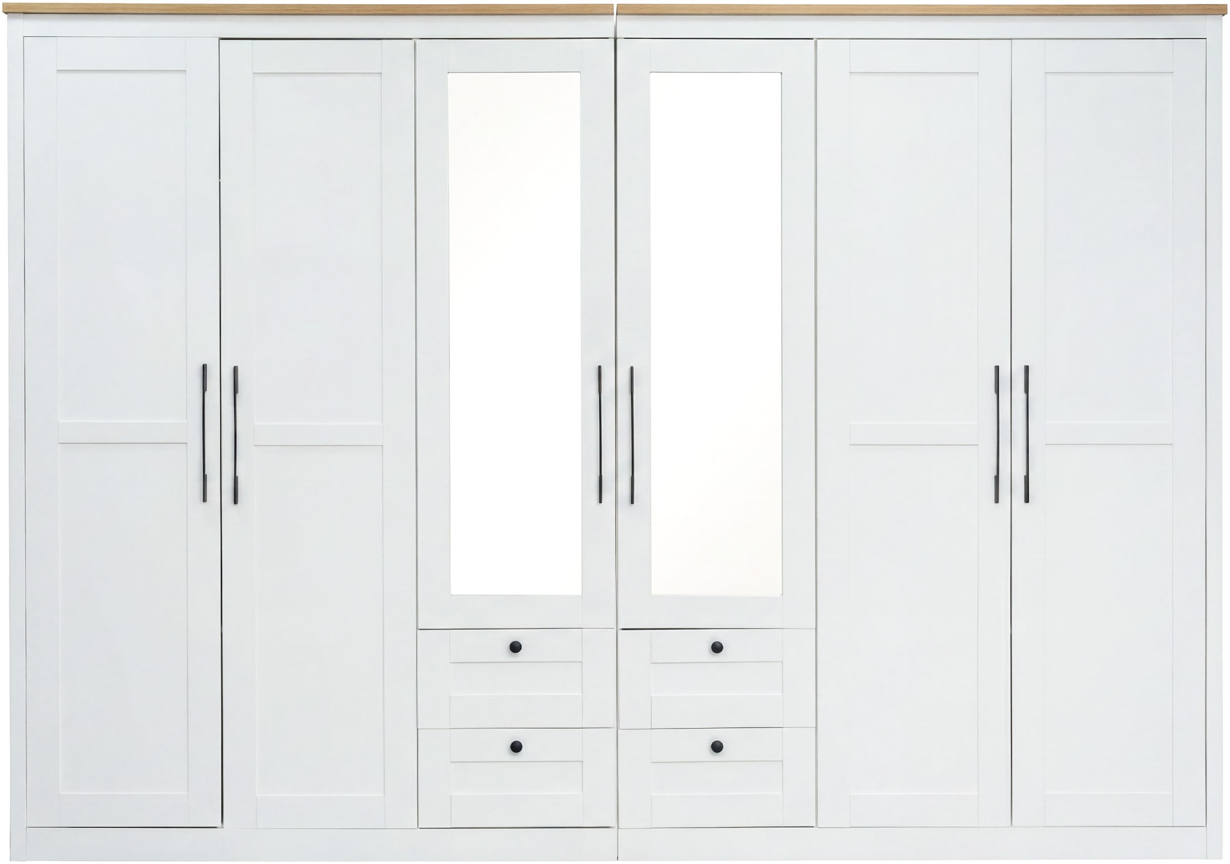 OTTO home Kleiderschrank »Büsum Schlafzimmer Schrank mit 6 Türen und Spiegel« Schlafzimmerschrank Landhaus Design Garderobe Schrank Bestseller