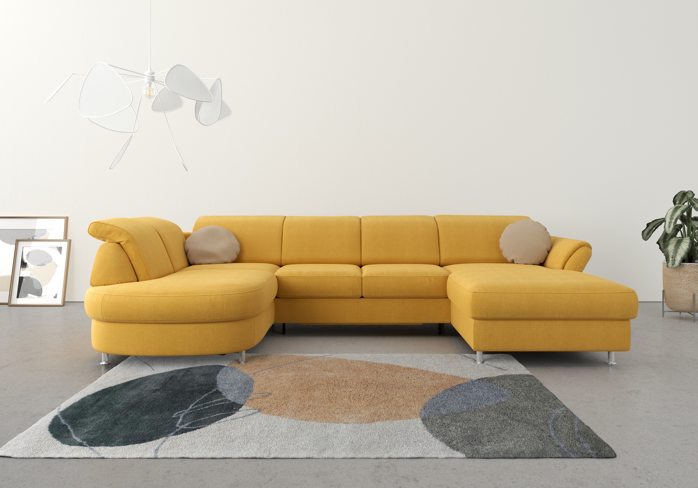 sit&more Wohnlandschaft "Apulia U-Form" wahlweise Schlaffunktion, Bettkasten und Kopf- und Armteilverstellung