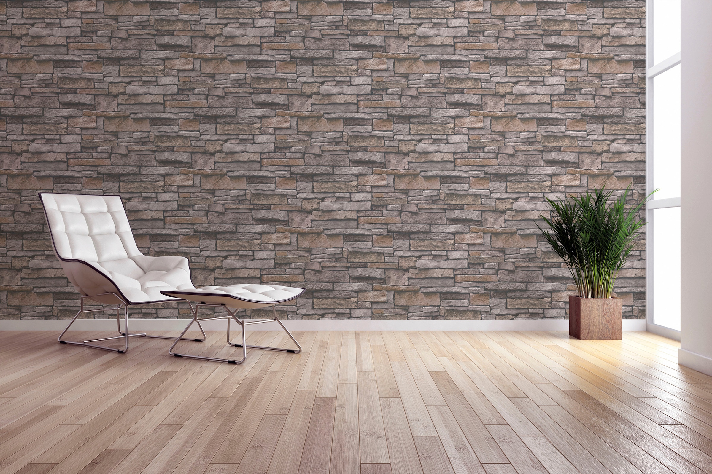 A.S. Création Vliestapete »Terra Steintapete«, matt-gemustert-neutral, Steinoptik Steinwand Naturstein-Tapete 3D-optik Tapeten Wohnzimmer