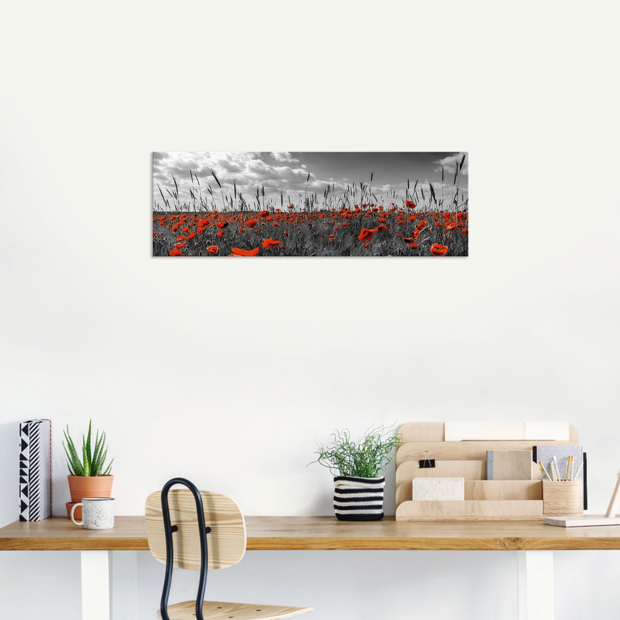 Artland Wandbild »Mohnblumenfeld in colorkey«, Blumenwiese, (1 St.), als Alubild, Leinwandbild, Wandaufkleber oder Poster in versch. Größen