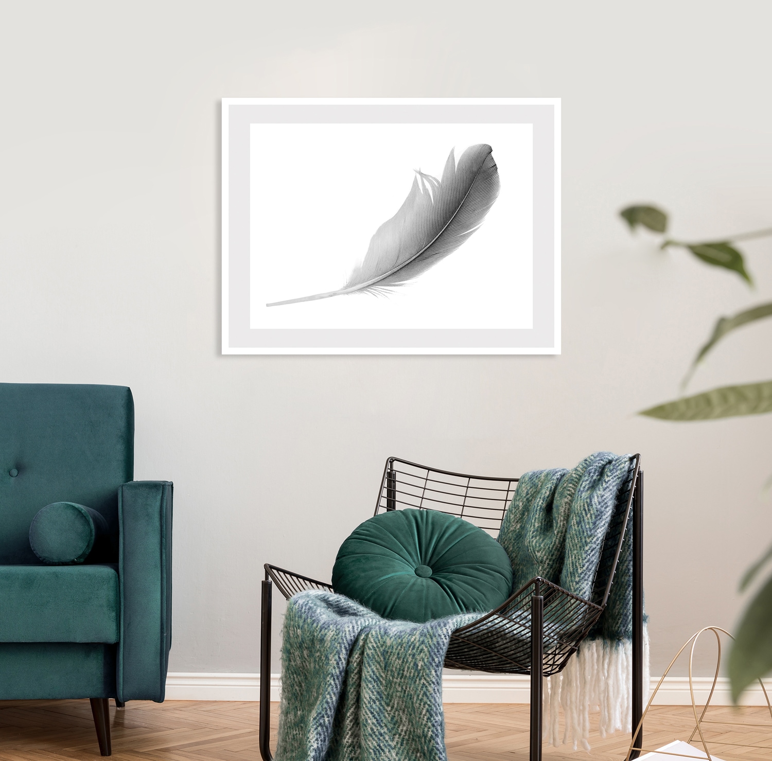 queence Bild "Madita", Federn-Kunst-Schwarz-Weiß günstig online kaufen