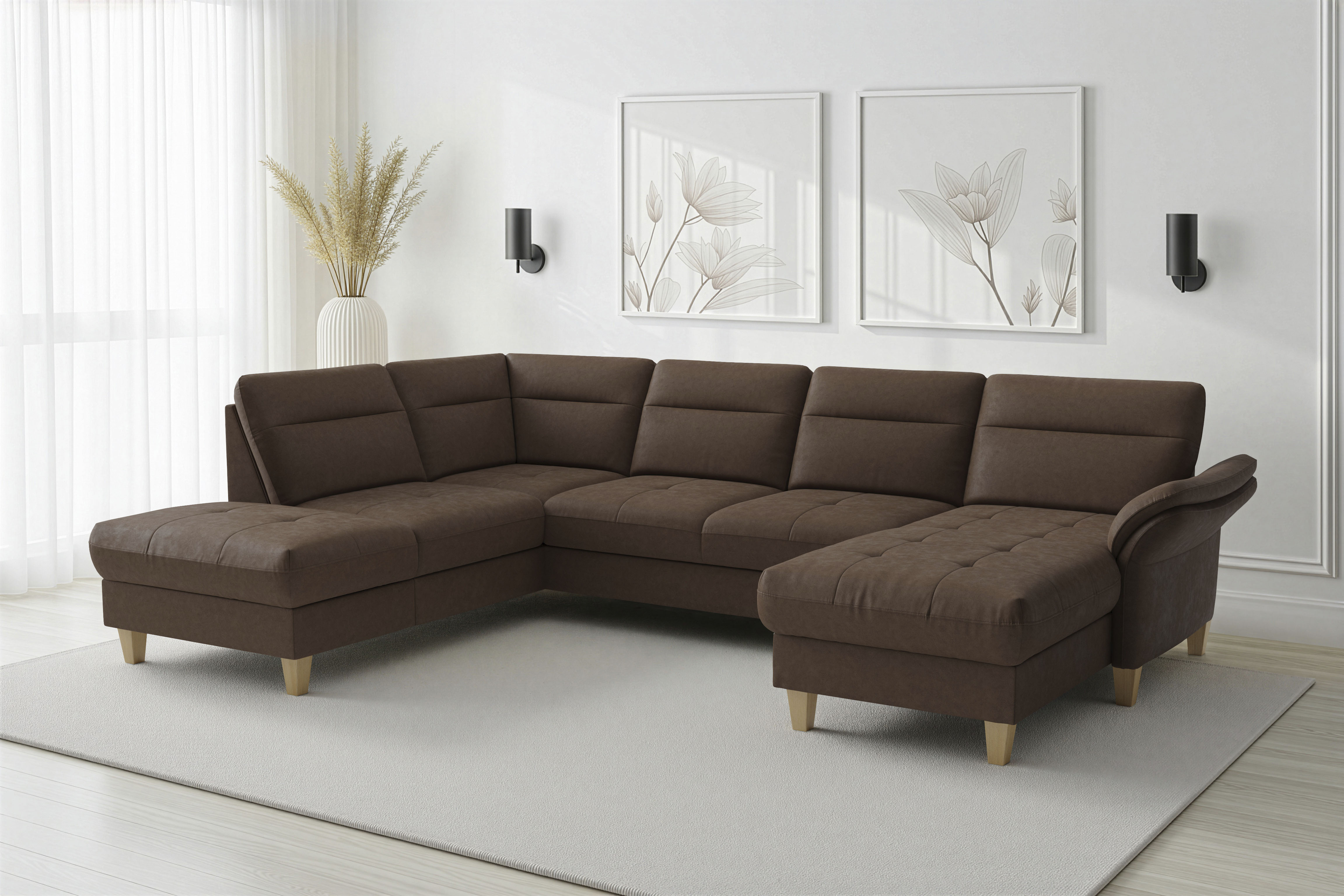 sit&more "Pamela U-Form, B: 292 cm, optional Schlaffunktion & Bettkasten" mit Federkern und Liegefläche aus Originalstoff