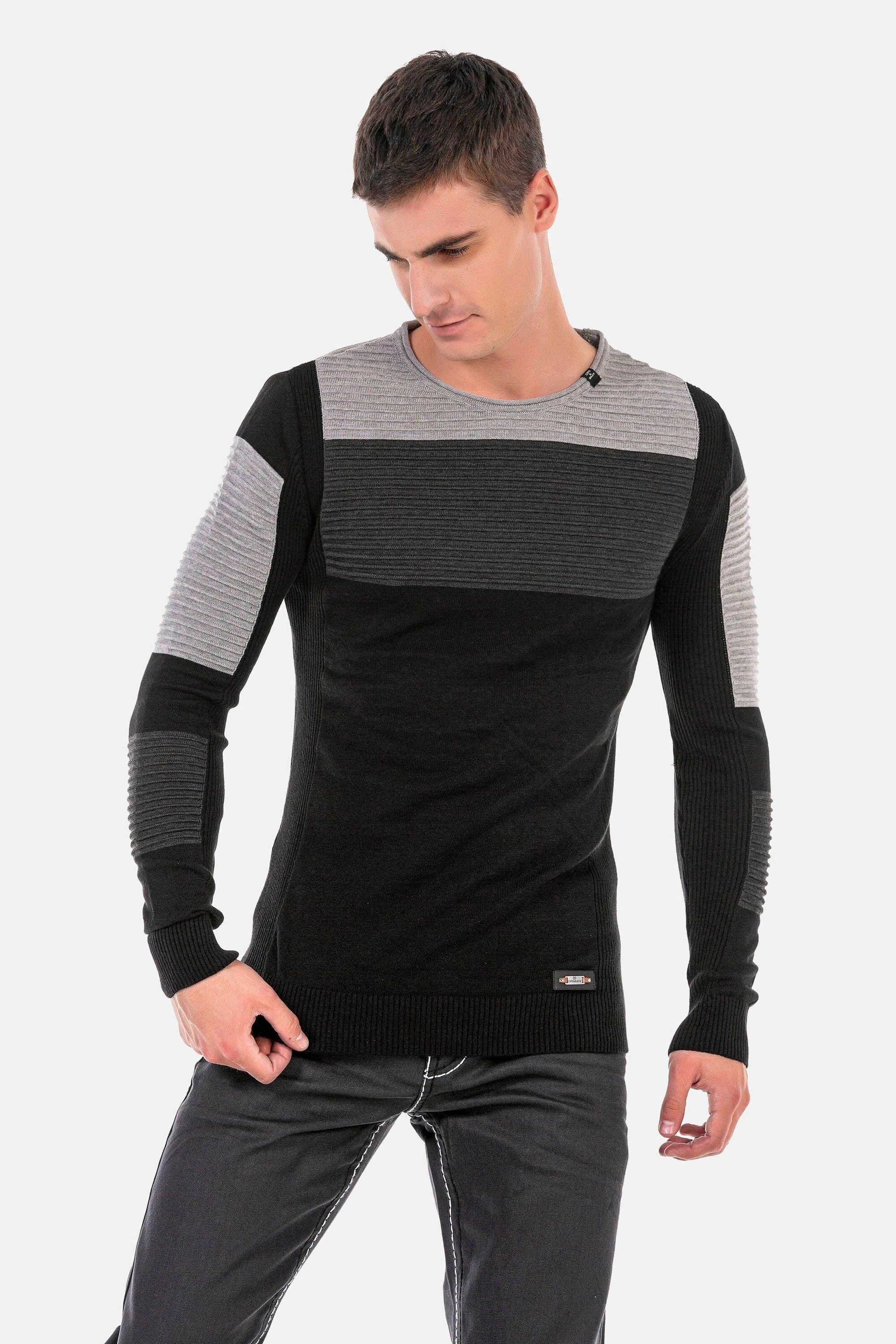Cipo & Baxx Rundhalspullover "Pullover", (1 tlg.), in extravagantem Strickd günstig online kaufen