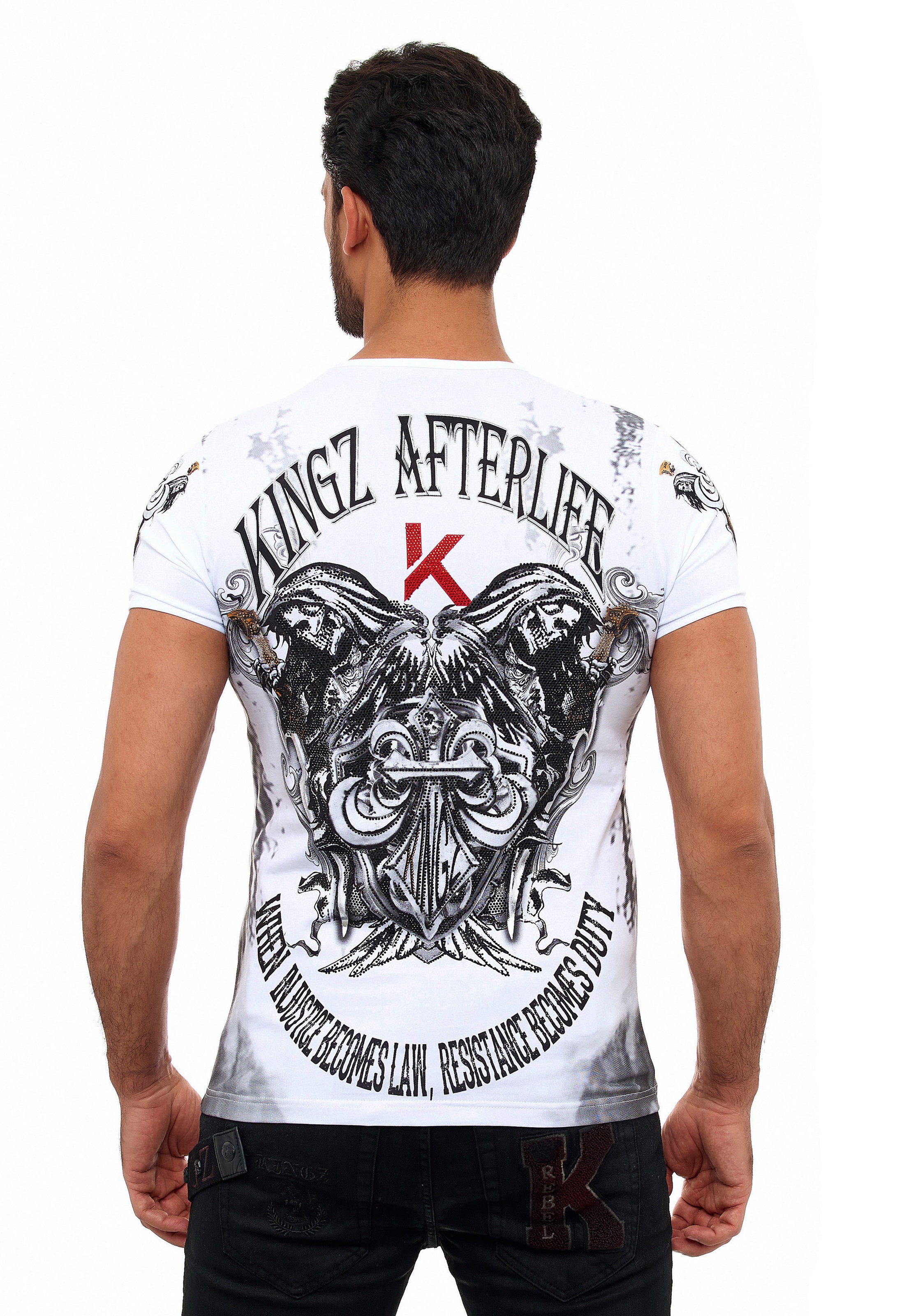 KINGZ T-Shirt, mit schönem Lilien-Motiv