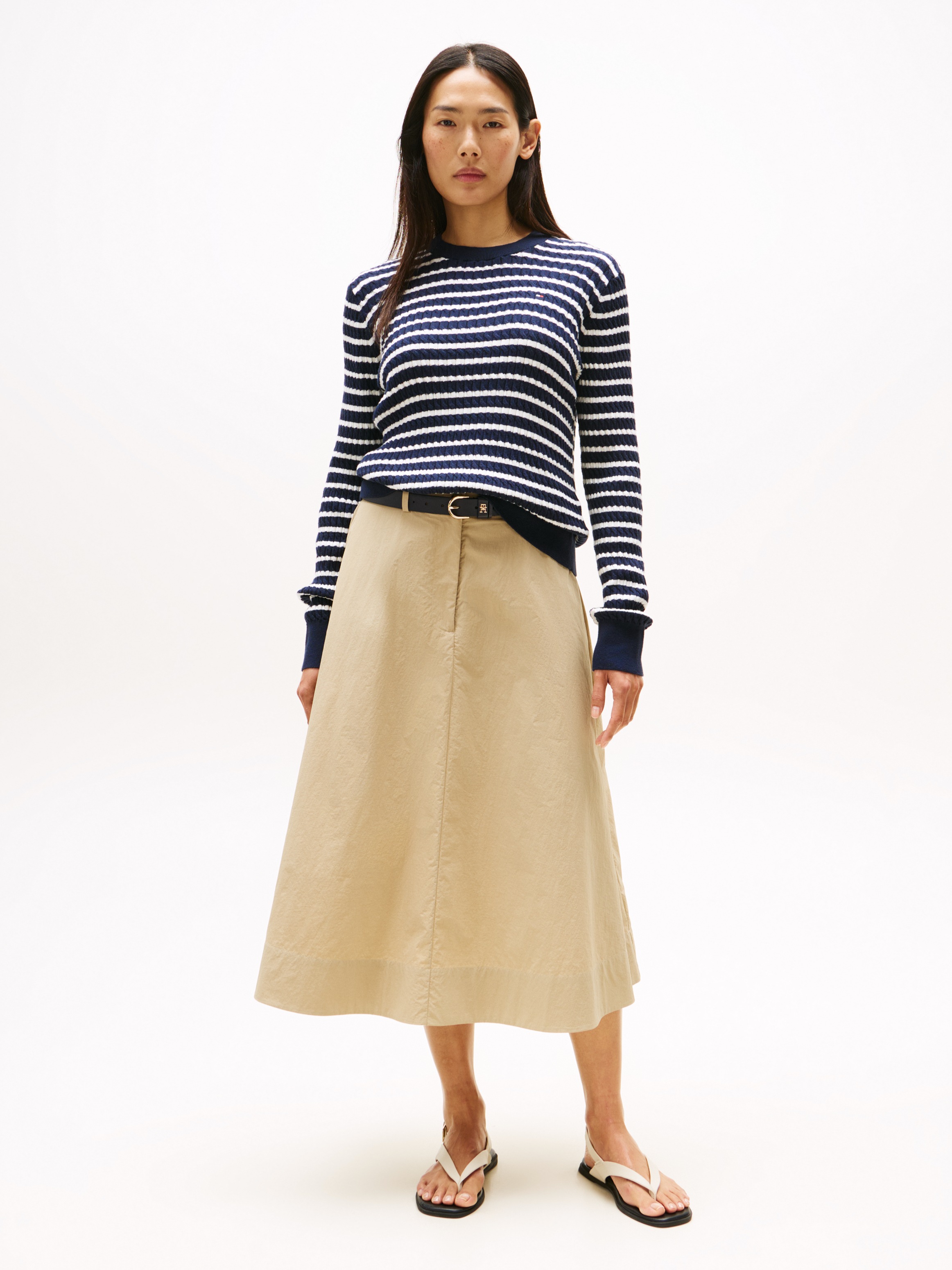 Tommy Hilfiger "CO CABLE C-NK LS SWEATER" Baumwolle, mit Zopfmuster günstig online kaufen