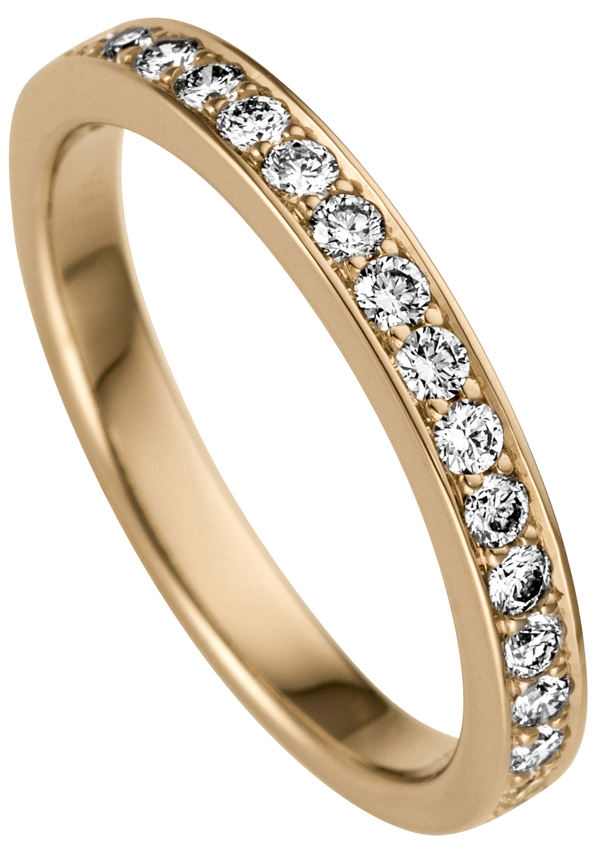 Diamantring JOBO "Ring Goldring" Gr. 58, gelbgold 585, Fingerringe, Damen, 58, SI = kleine Einschlüsse, Diamanten Gelbgold 585, Diamanten, Gelbgold 585, Diamantring, 585 Gold mit 17 Diamanten