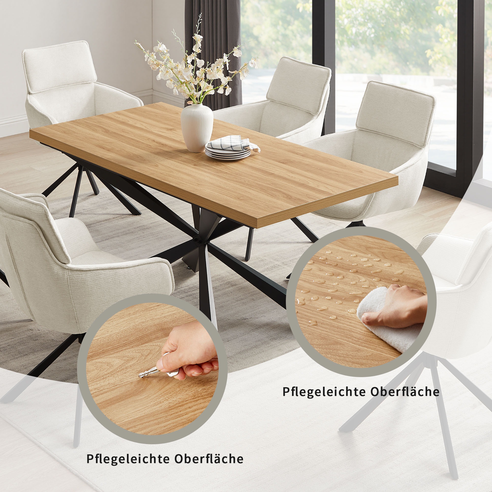 Home affaire Essgruppe "Cusey", (5 tlg.), kratzfester Tisch in Holzoptik, d günstig online kaufen