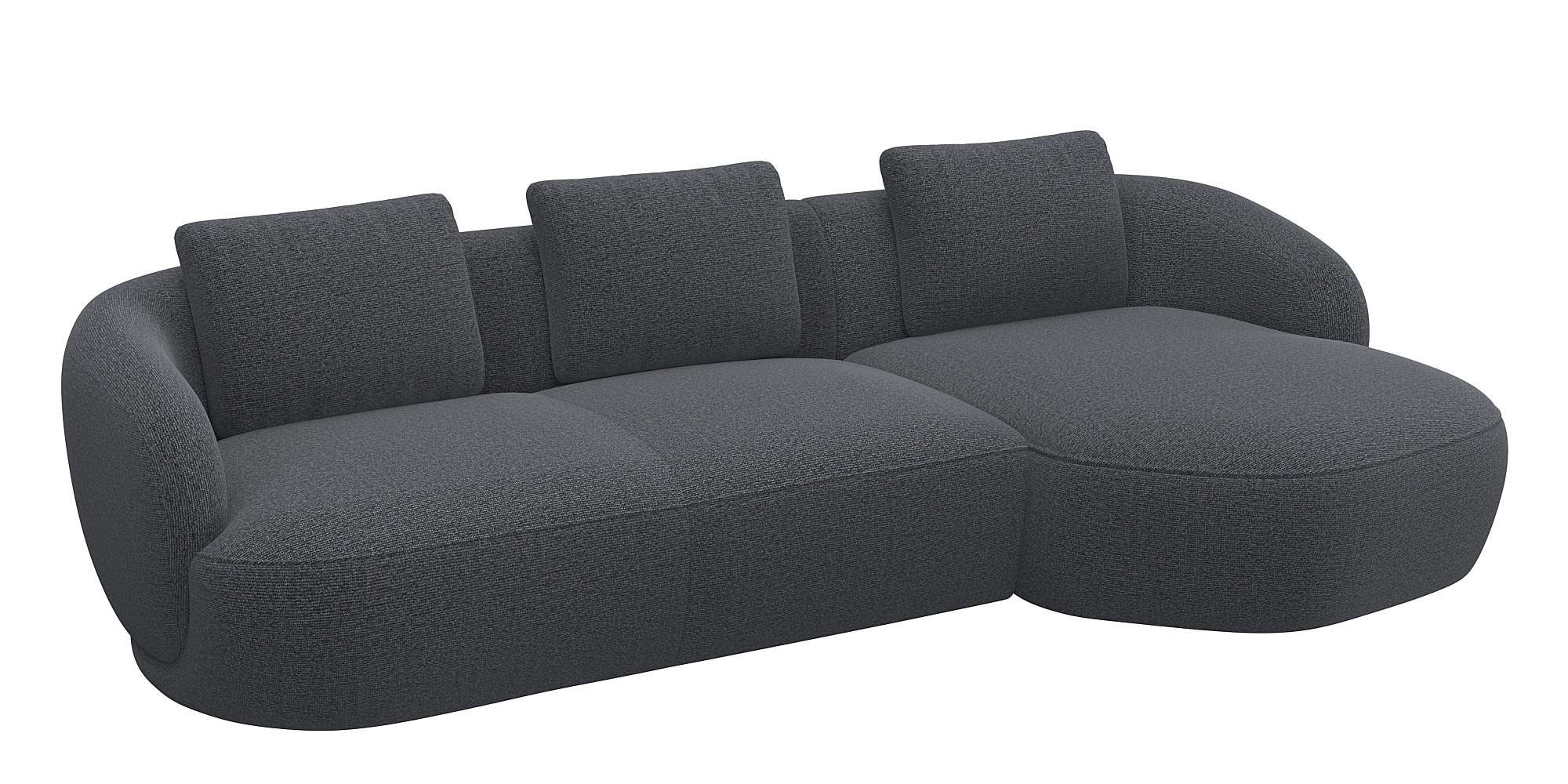 FLEXLUX Wohnlandschaft »Torino, rund, L-Form, Sofa-Ecke mit Recamiere, Longchair-Sofa«, Modernes, organisches Sofa-Design, Kaltschaum, Wellenunterfederung