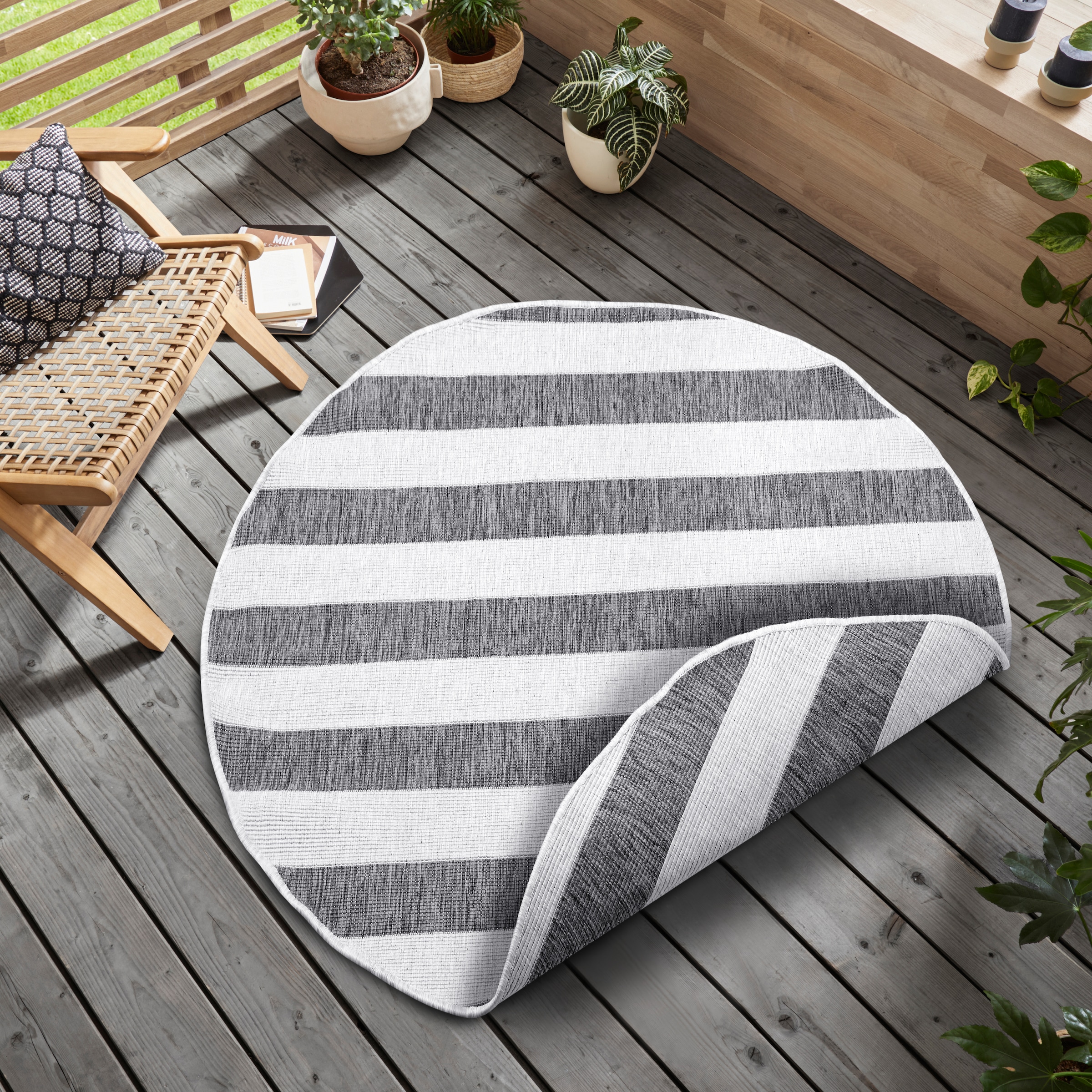 my home Teppich "Alan Wendeteppich" rund 5 mm Höhe Beidseitig nutzbar, Stre günstig online kaufen