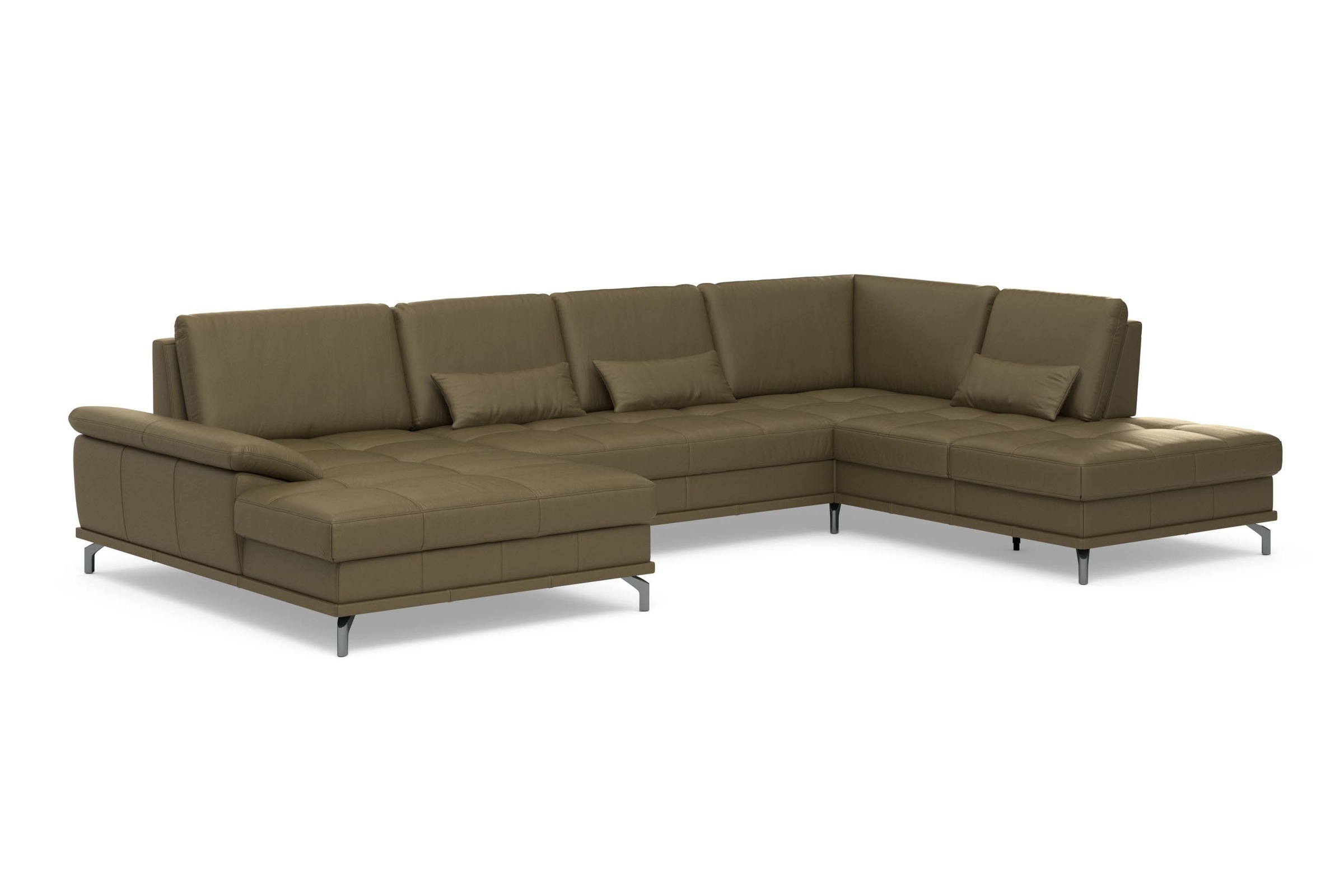 Places of Style Wohnlandschaft »Costello U-Form, mit Sitztiefenverstellung, Armteilverstellung und«, 3 Nierenkissen, optional Bettfunktion und Bettkasten