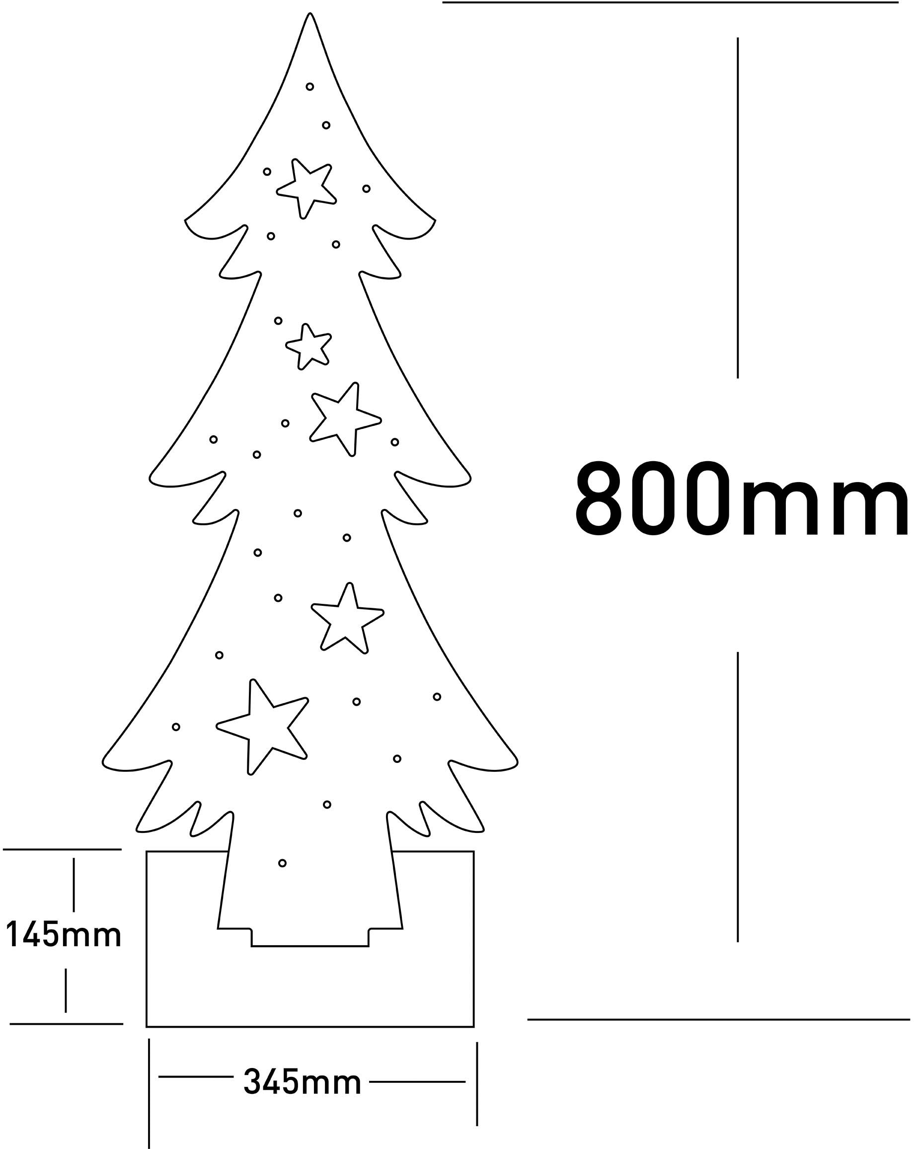 näve LED Baum »Tannenbaum, Weihnachtsdeko aus Holz«, Holz-Stehleuchte, Höhe ca. 80 cm, Batteriebetrieben