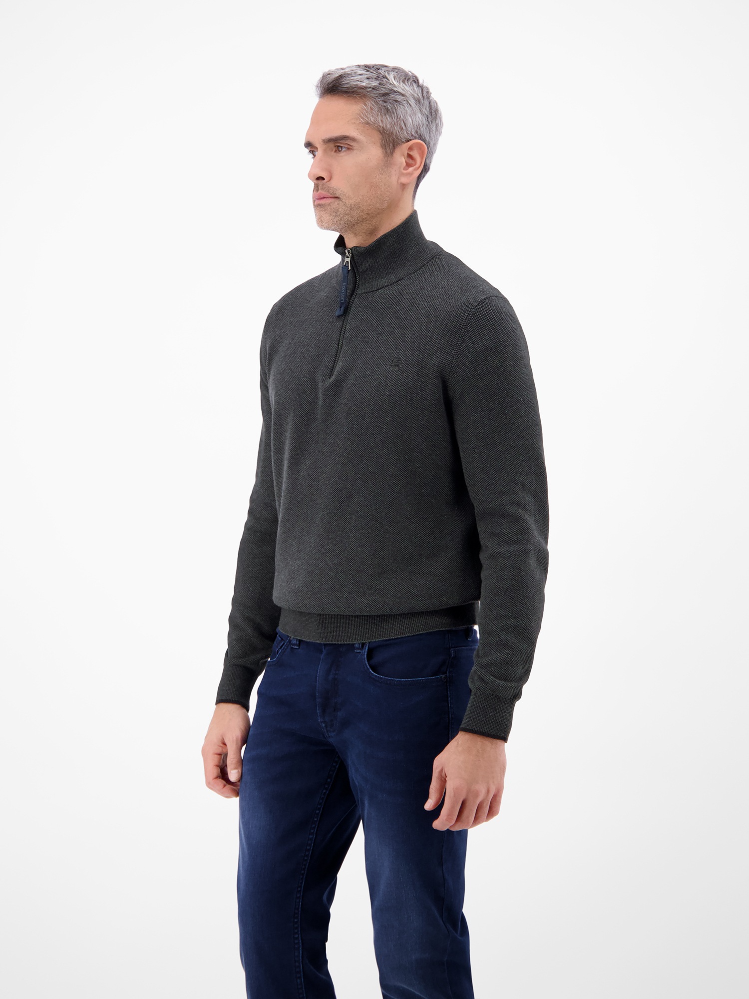 Thumbnail - LERROS Sweatshirt "Troyer in Strukturqualität", Herrensweatshirt aus 100% Baumwolle & Troyer-Kragen mit Reißverschluss