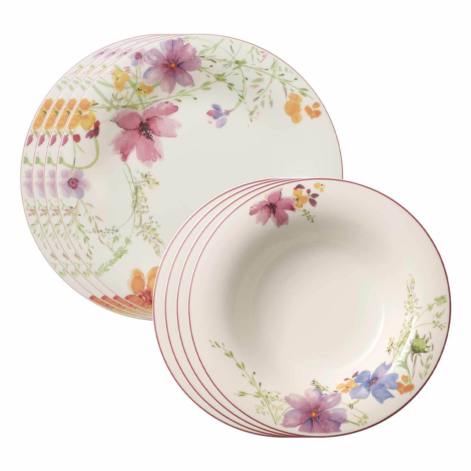 Villeroy & Boch Geschirr-Set "Tafel-Set Mariefleur Basic 8er Set bunt" Spülmaschinengeeignet, Mikrowellenfest
