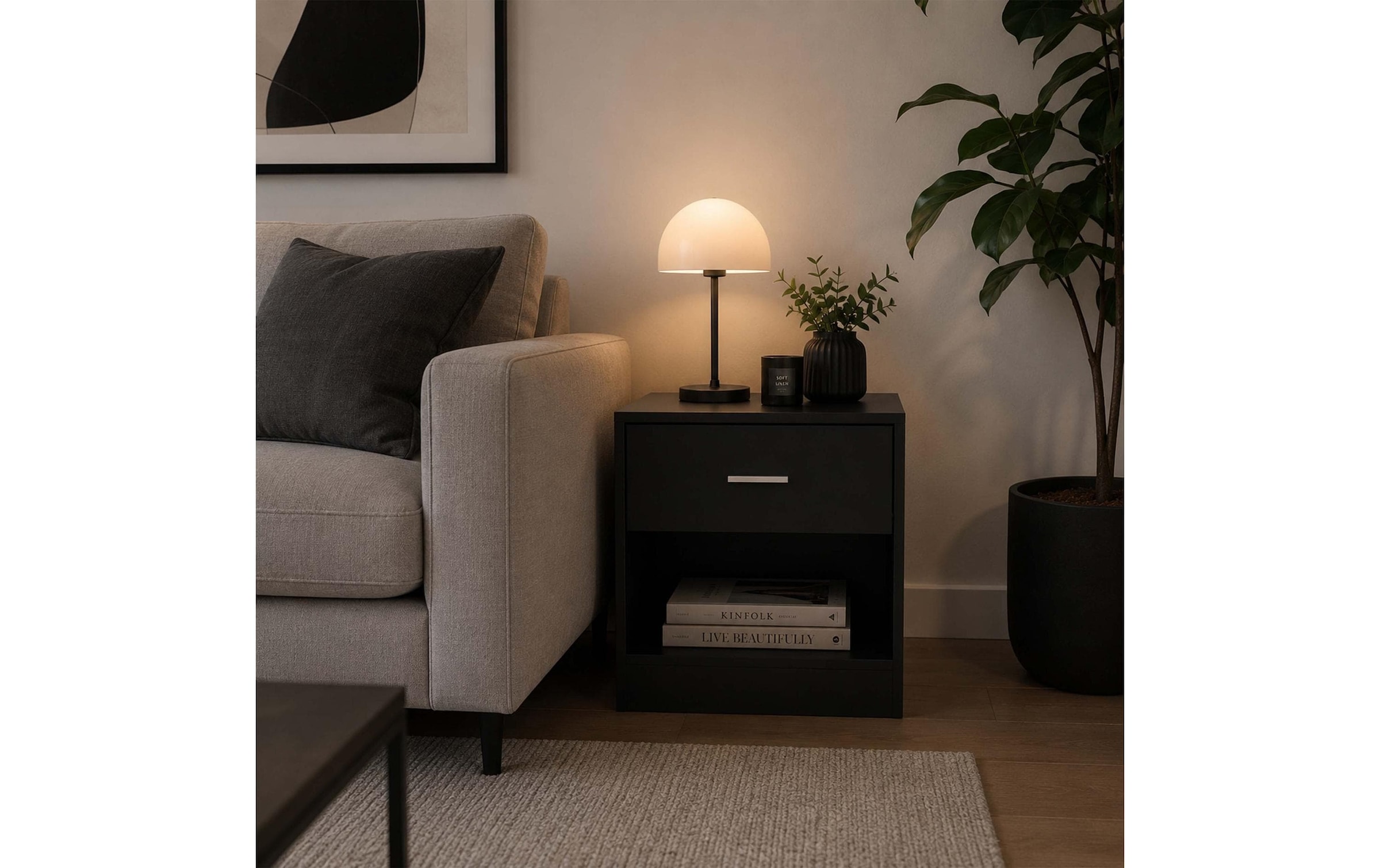 relaxdays Nachttisch »relaxdays Nachttisch 39 x 41 cm, Weiss/Braun«