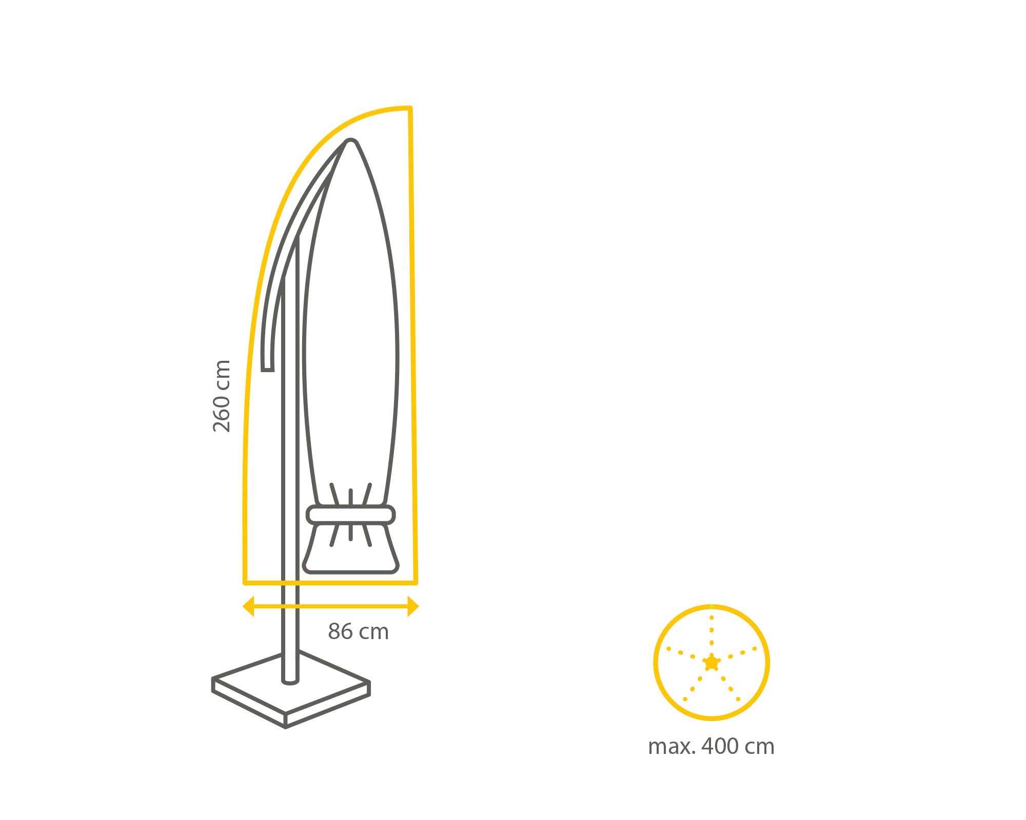 winza outdoor covers Sonnenschirm-Schutzhülle, für Schirme bis ø 400 cm, Maße 260x60/86 cm (für Bogenschirme)