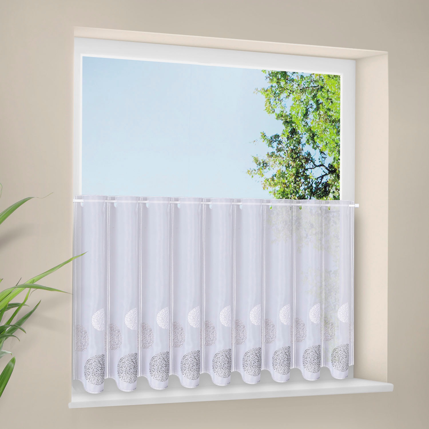 Gerster Scheibengardine "Leoni" Durchzuglöcher 1 Stk. tlg. Stickereipanneau günstig online kaufen