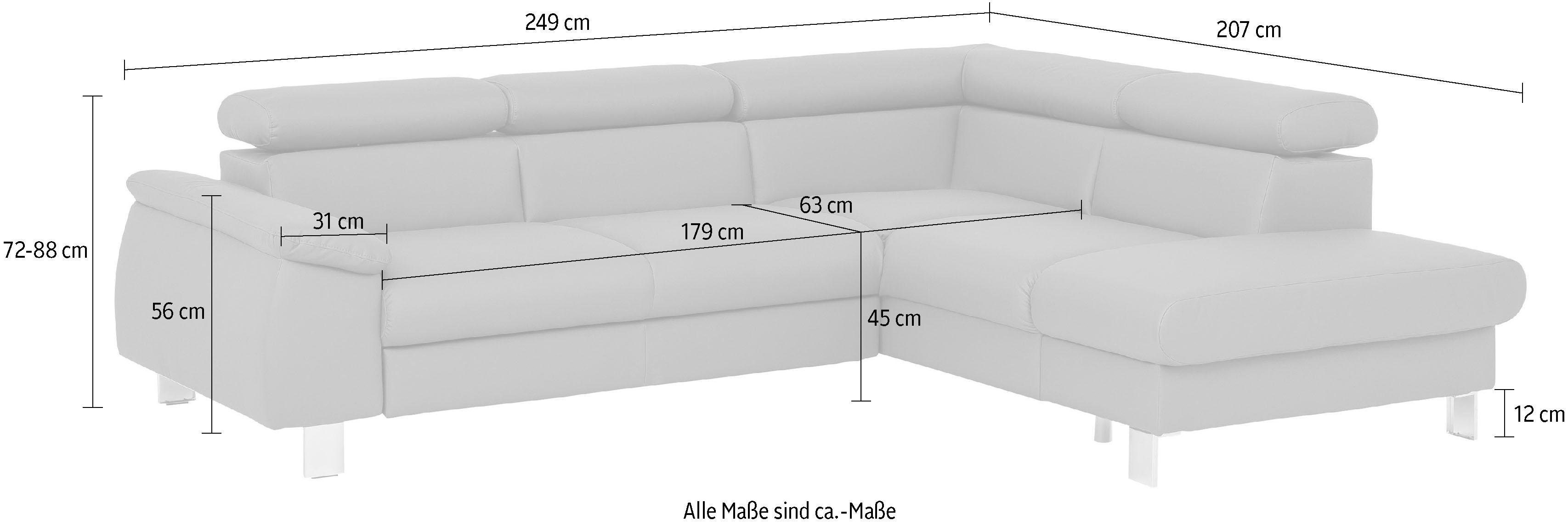 Thumbnail - COTTA Ecksofa "Komaris L-Form mit Kopfteilverstellung", wahlweise mit Bettfunktion, Bettkasten & Beleuchtung