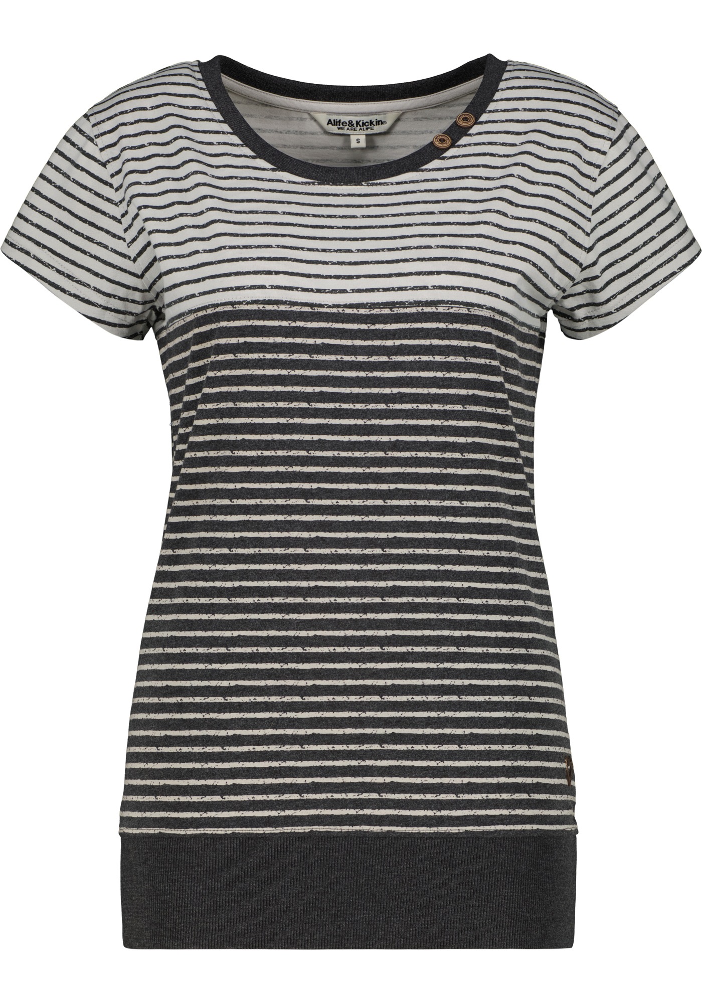 Alife & Kickin Rundhalsshirt »CosmaAK B« vielseitiges Basic-Shirt mit Streifen und breitem Saum