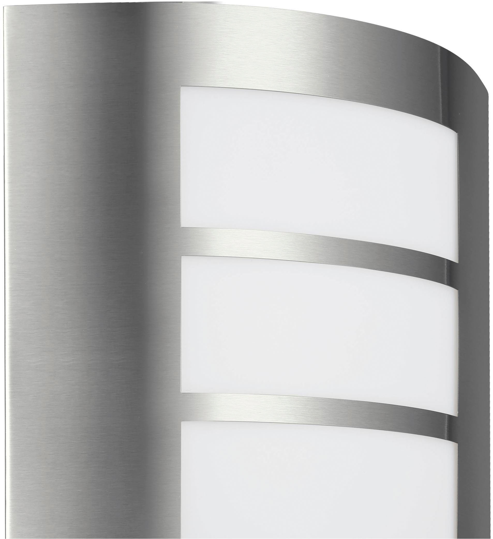 EGLO Wandleuchte »City Wandlampe, Außenlampe, Edelstahl und Kunststoff, E27, IP44, Lampe« E27 1 Stk. Wand-/Deckenleuchte - L23,5 x H26 x AL9 cm - edelstahl - 1X60W exkl.