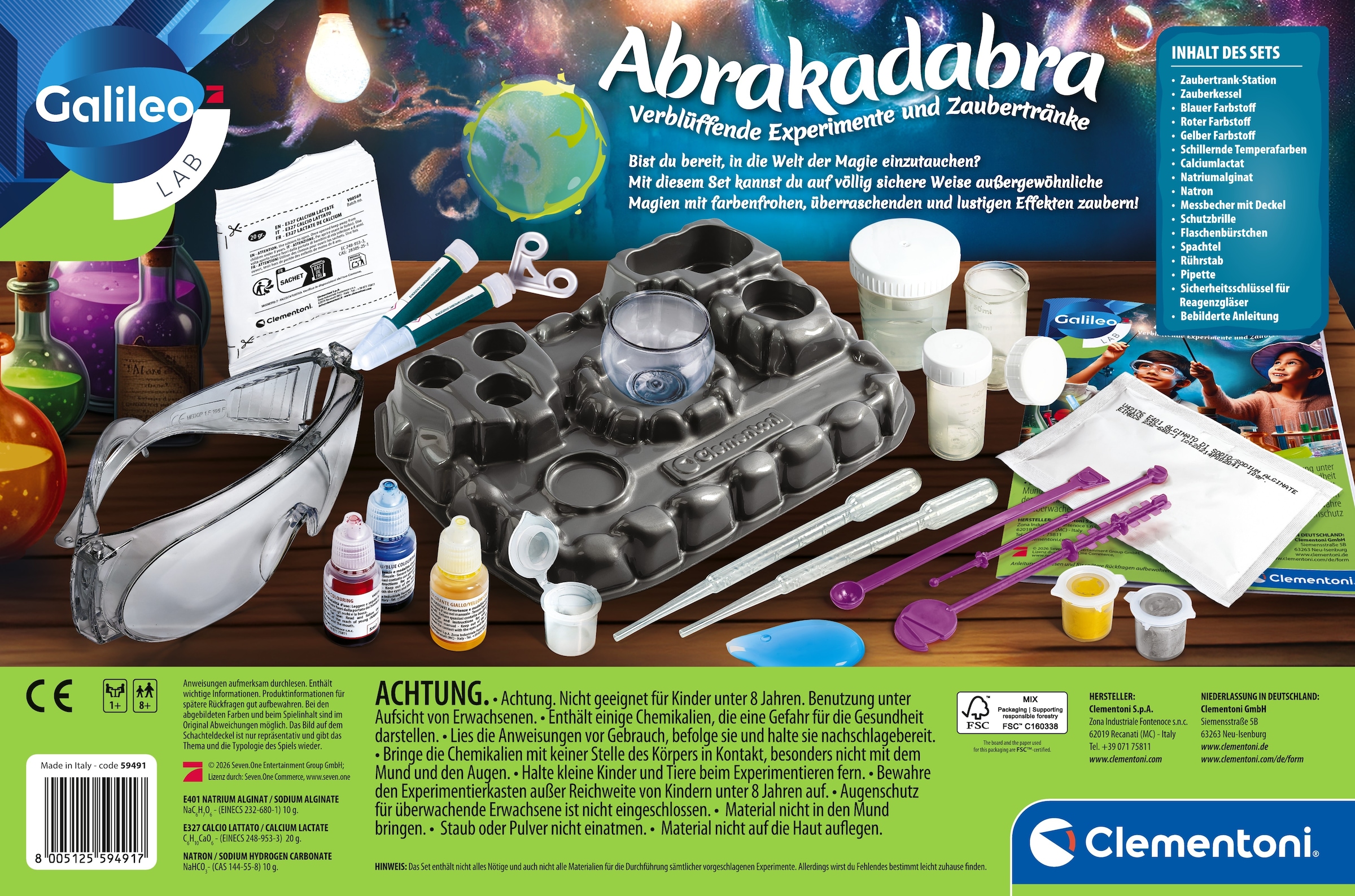 Clementoni® Experimentierkasten »Galileo, Abrakadabra - Die Magie der Chemie« Made in Europe