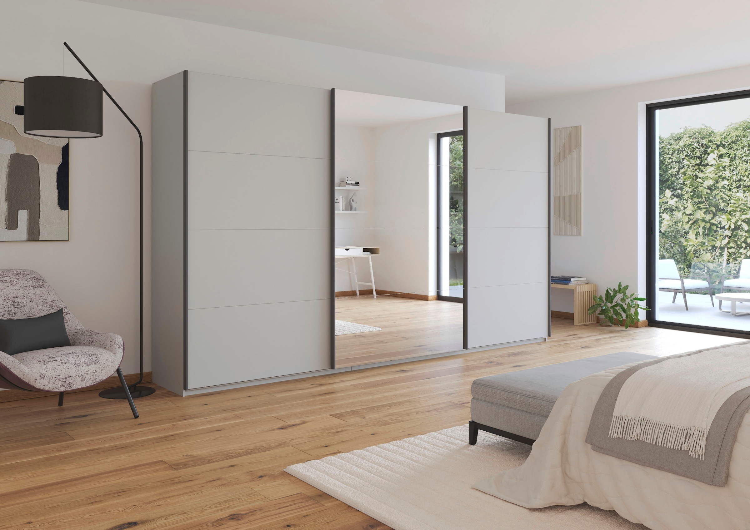 rauch Schwebetürenschrank »Kleiderschrank Schrank Garderobe AGORDO«, (in zwei Griff-Farben), Top Innenausstattung, in 4 Breiten und 2 Höhen MADE IN GERMANY