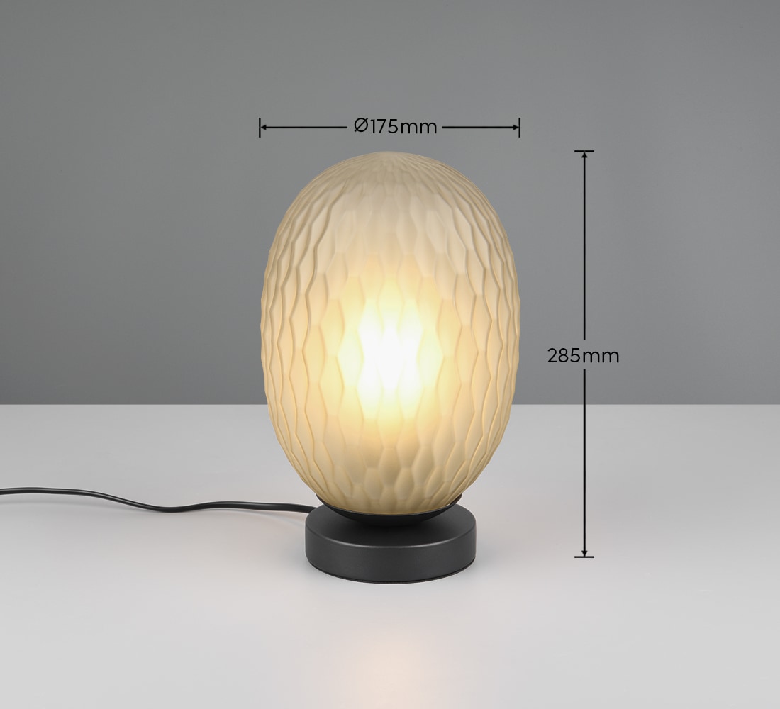 TRIO Leuchten Tischleuchte »FACETTE, Nachttischlampe mit Glas-Schirm Ø 18cm, Schnurschalter« E27 1 Stk. warmweiß - kaltweiß exkl. Leuchtmittel 1x E27 max 25W, Höhe 29cm, Tischlampe Schlafzimmer