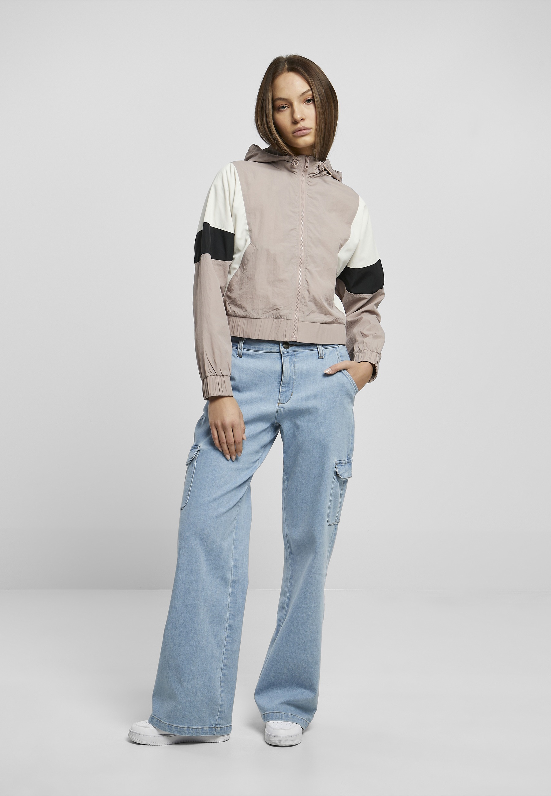 URBAN CLASSICS Langmantel »Urban Classics Damen Ladies Short 3-Tone Crinkle Jacket«