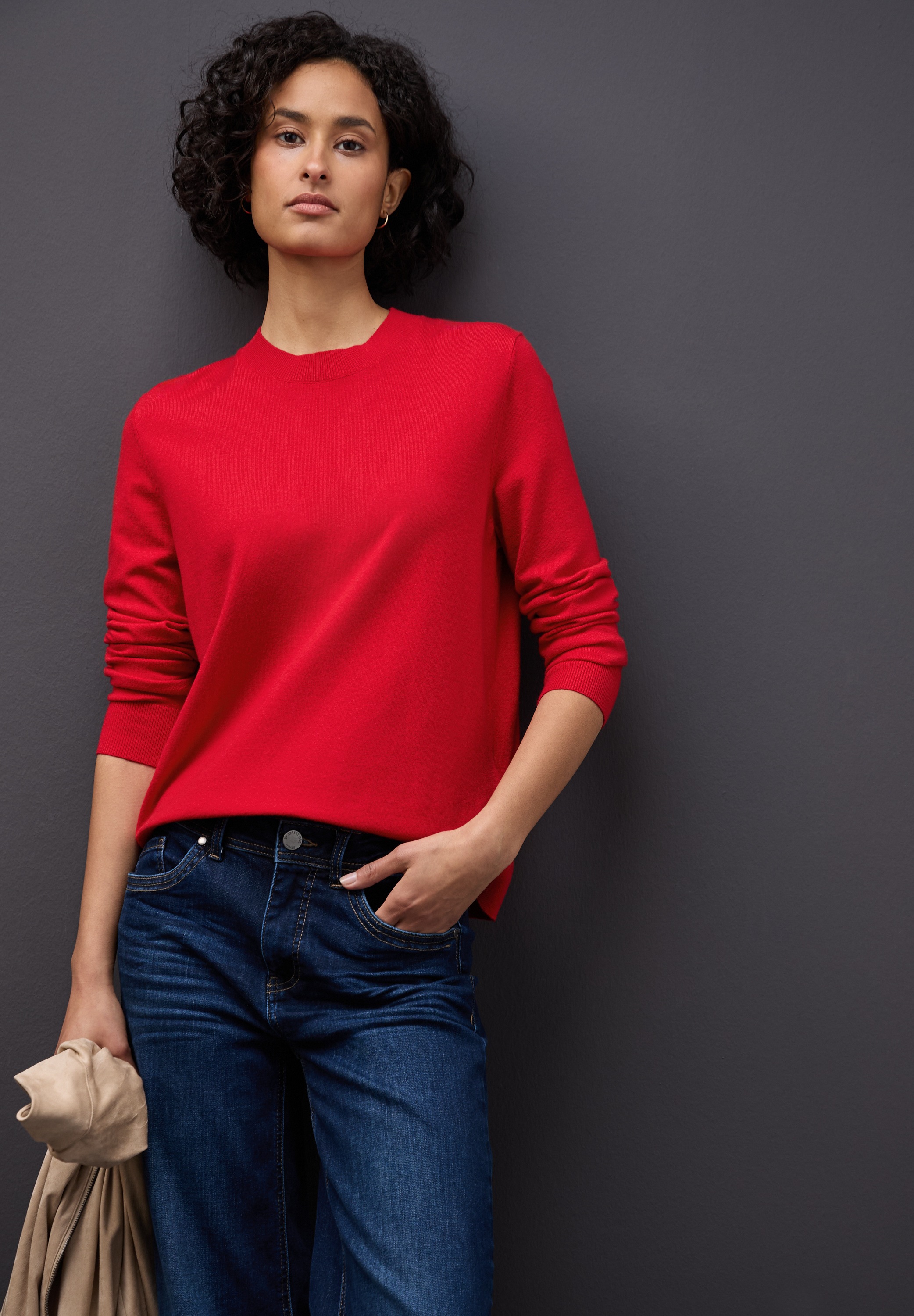 STREET ONE Strickpullover mit Materialmix günstig online kaufen