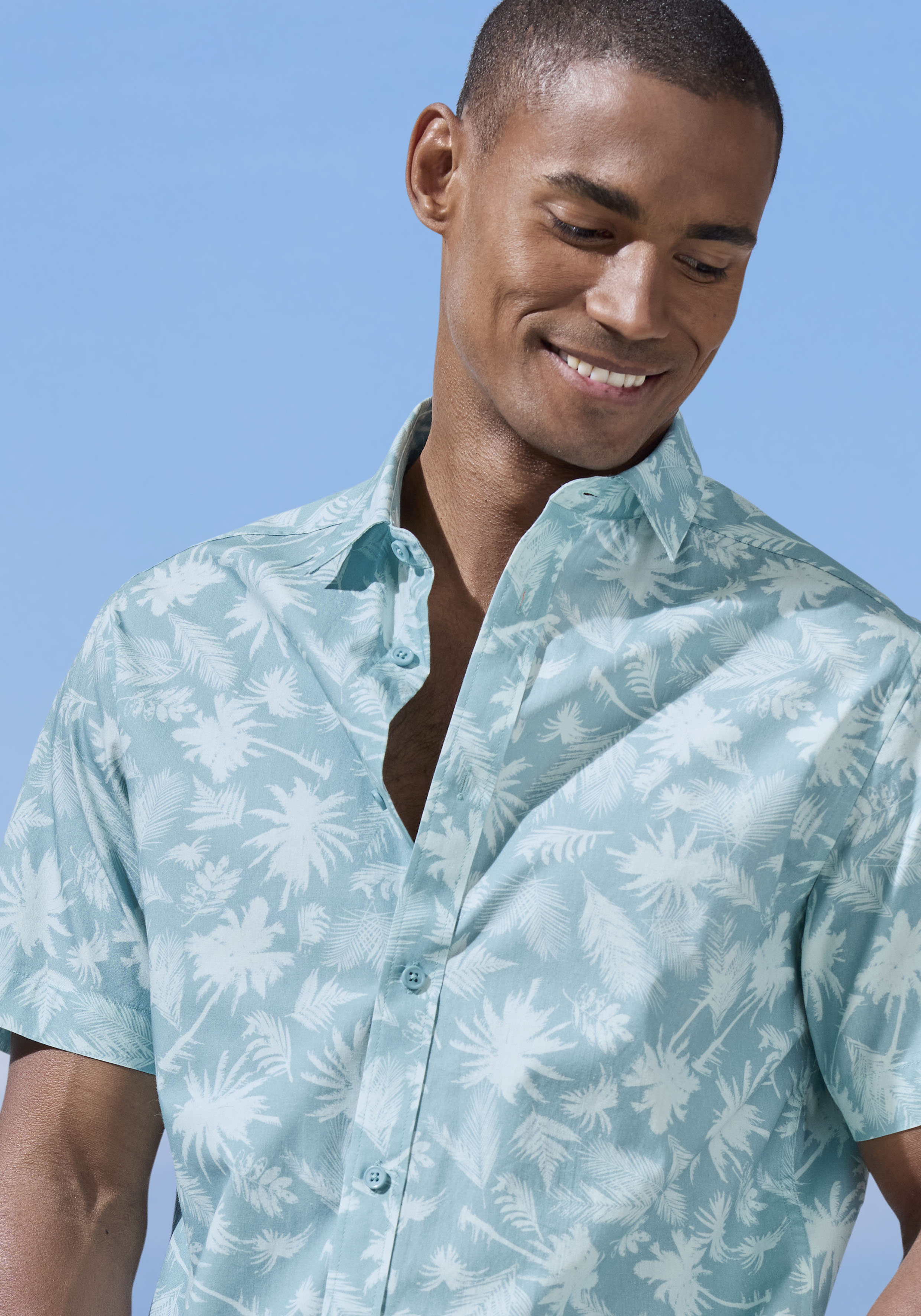 Thumbnail - Beachtime Hawaiihemd "Regular fit", Kurzarm, Freizeithemd mit Palmenprint, reine Baumwolle