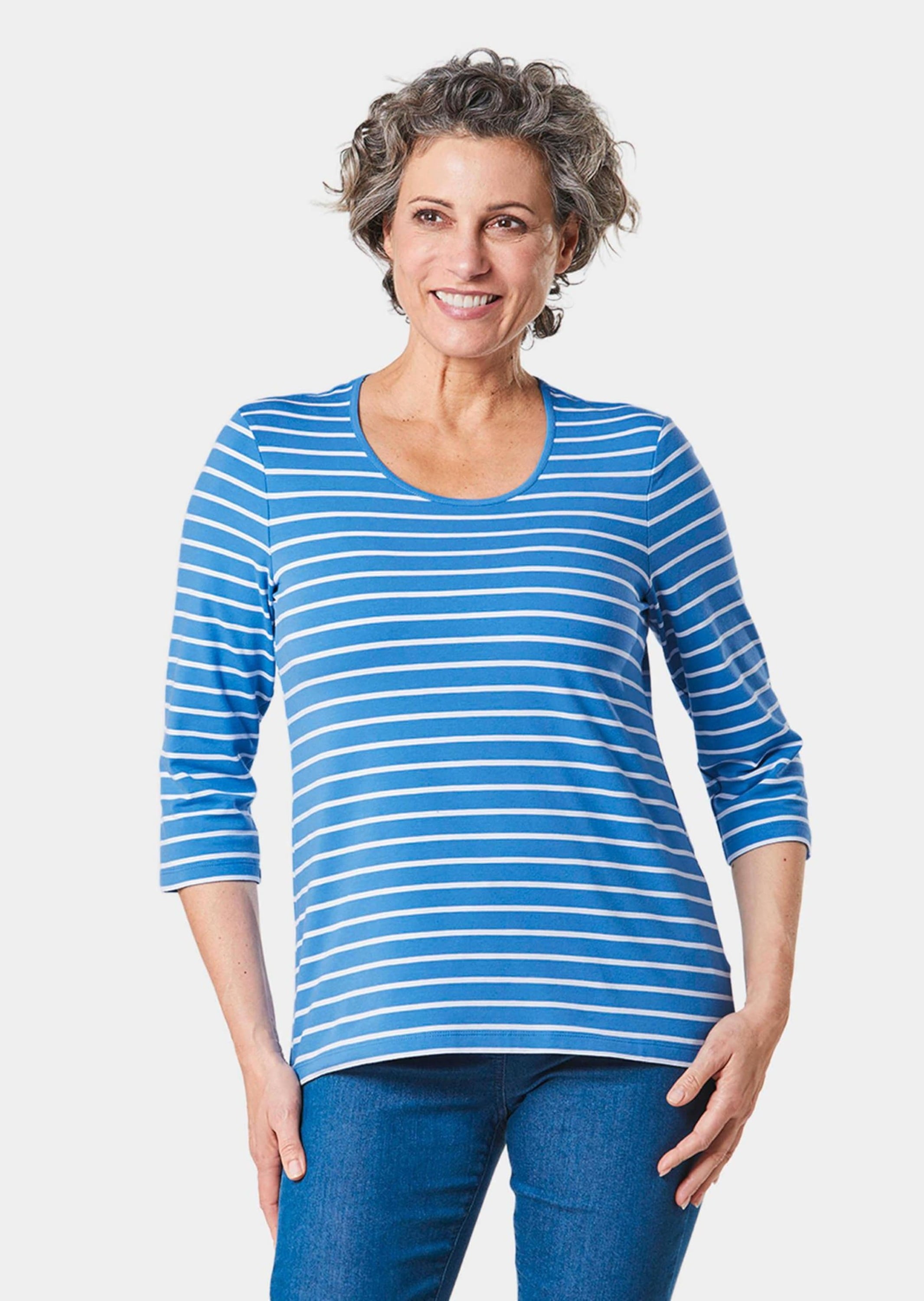Goldner 3/4 Sleeve Shirt Women Blue Size 38 4