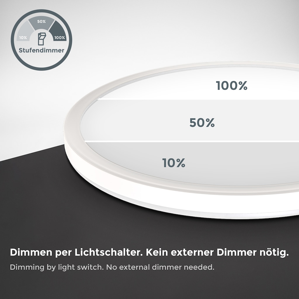 B.K.Licht LED Deckenleuchte, ultraflach, Hintergrundbeleuchtungseffekt, Stufendimmer, inkl. 1 x LED Platine, 18 Watt LED, 2.400 Lumen, 4.000 Klevin, In Stufen dimmbar, Inkl. Memoryfunktion