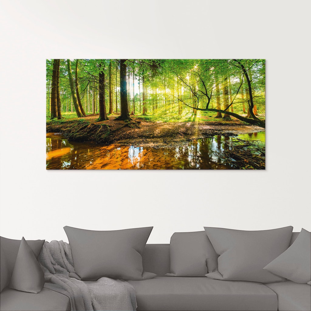 Artland Glasbild »Wald mit Bach«, Wald, (1 St.)