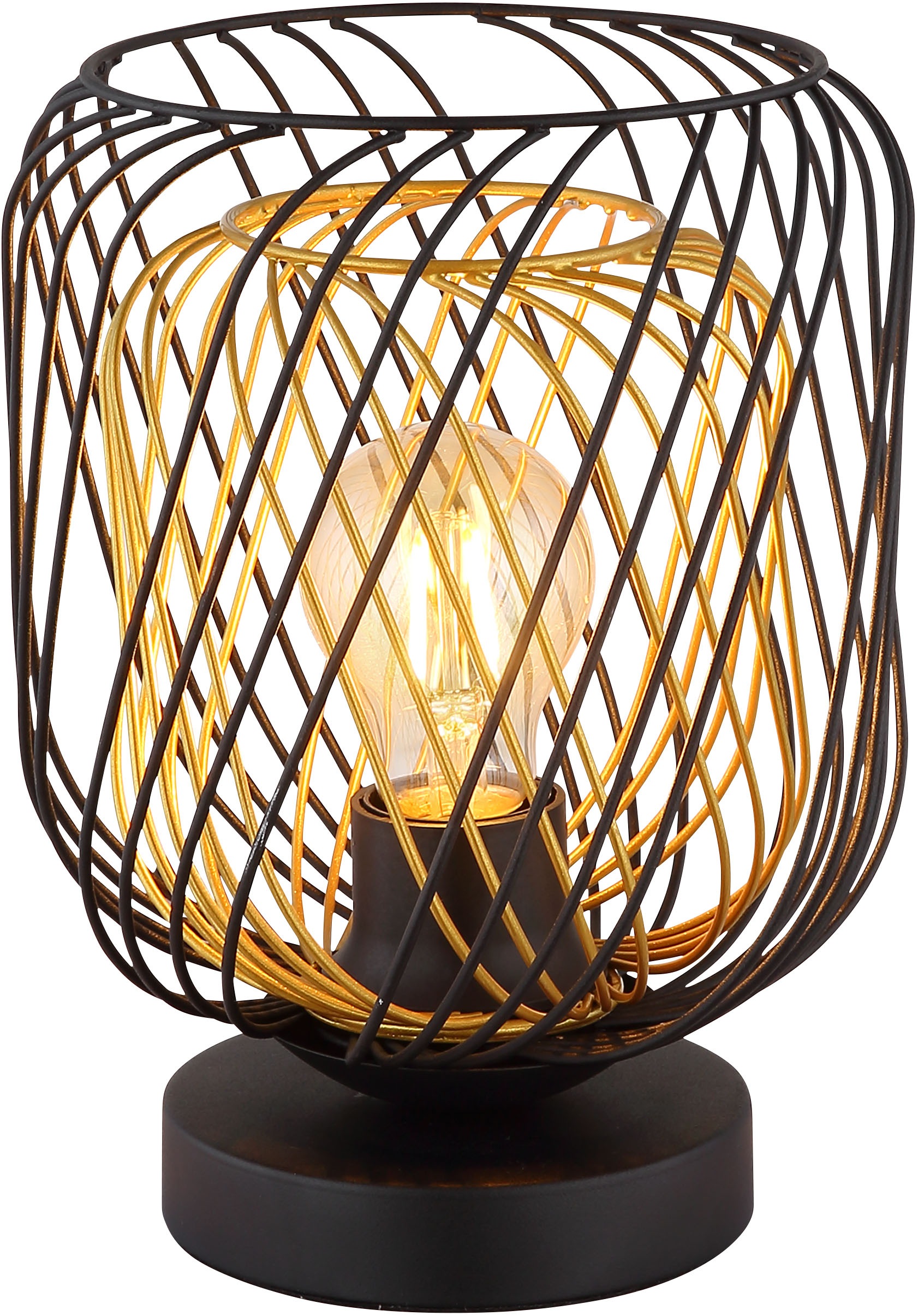 GLOBO LIGHTING Tischleuchte »DICHTI«, Leuchtmittel E27 | ohne Leuchtmittel, Tischlampe/schwarz/Metallgeflecht/Wohnzimmer/Schlafzimmer