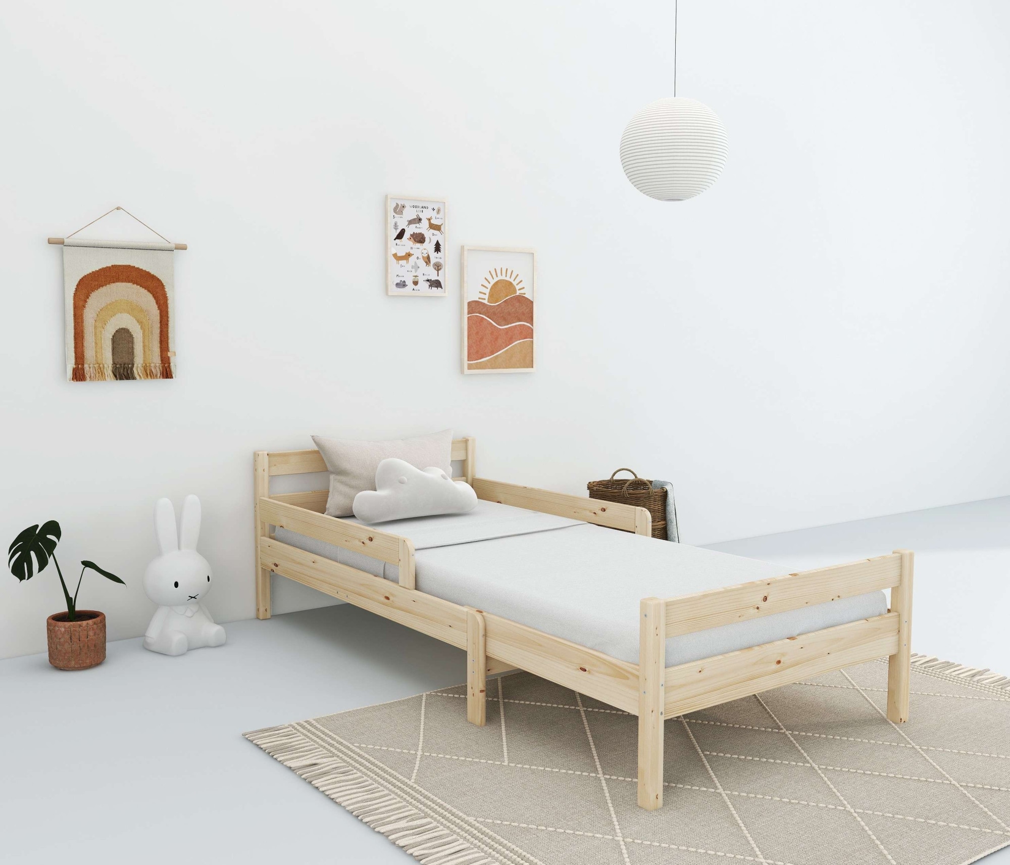 Home affaire Kinderbett »Wenke,  ausziehbar von 140 bis 200 cm, FSC®« 90cm Breite, 140-200cm Liegefläche,  massive Kiefer, mit Lattenrost, zeitlose Optik,  Rausfallschutz