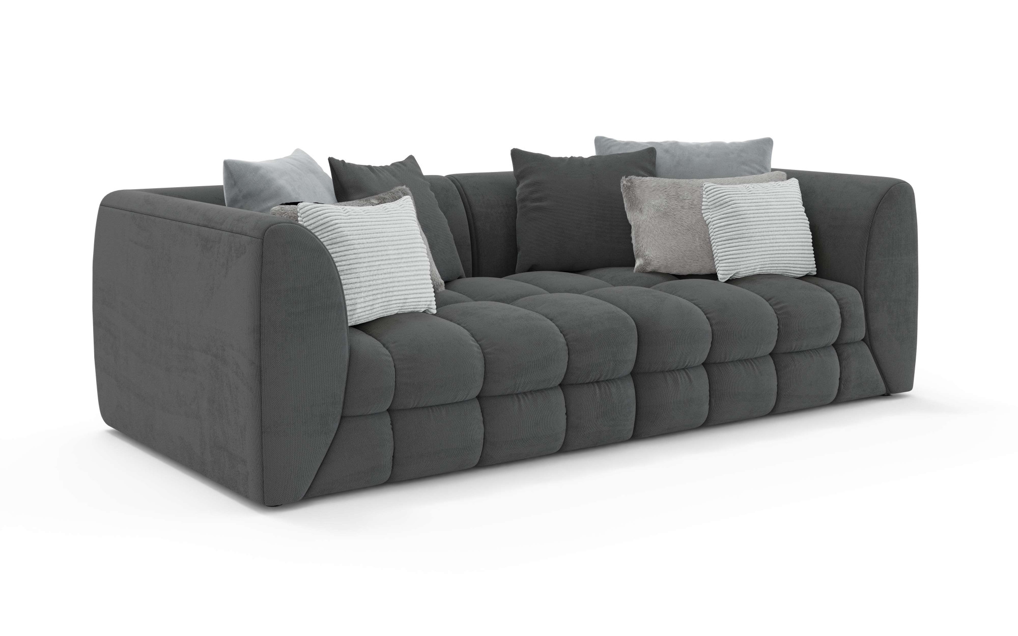 s.Oliver Big-Sofa »COBBO 3-Sitzer Design-Sofa Bubble-Optik, Maße B/T/H: 259/126/104 cm«, mit vielen Kissen, moderne Steppung und hoher Sitzkomfort