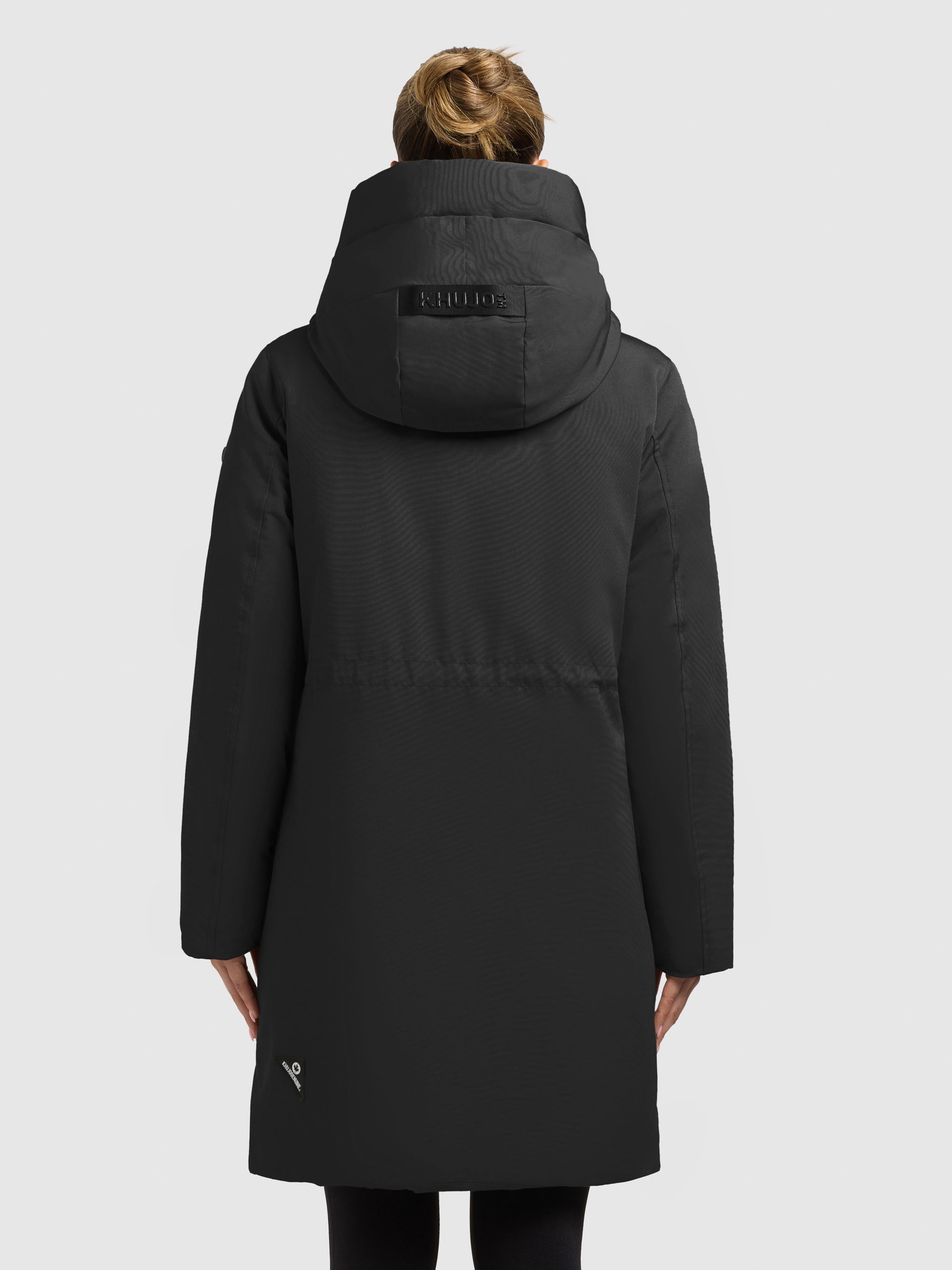 Kurzmantel KHUJO "WEDELIA WITH INNER JACKET", Damen, Gr. XS, schwarz, 55% Baumwolle, 45% Polyester, unifarben, eingesetzt Rippstrickbündchen mit Windstopper, Mäntel Kurzmantel 3
