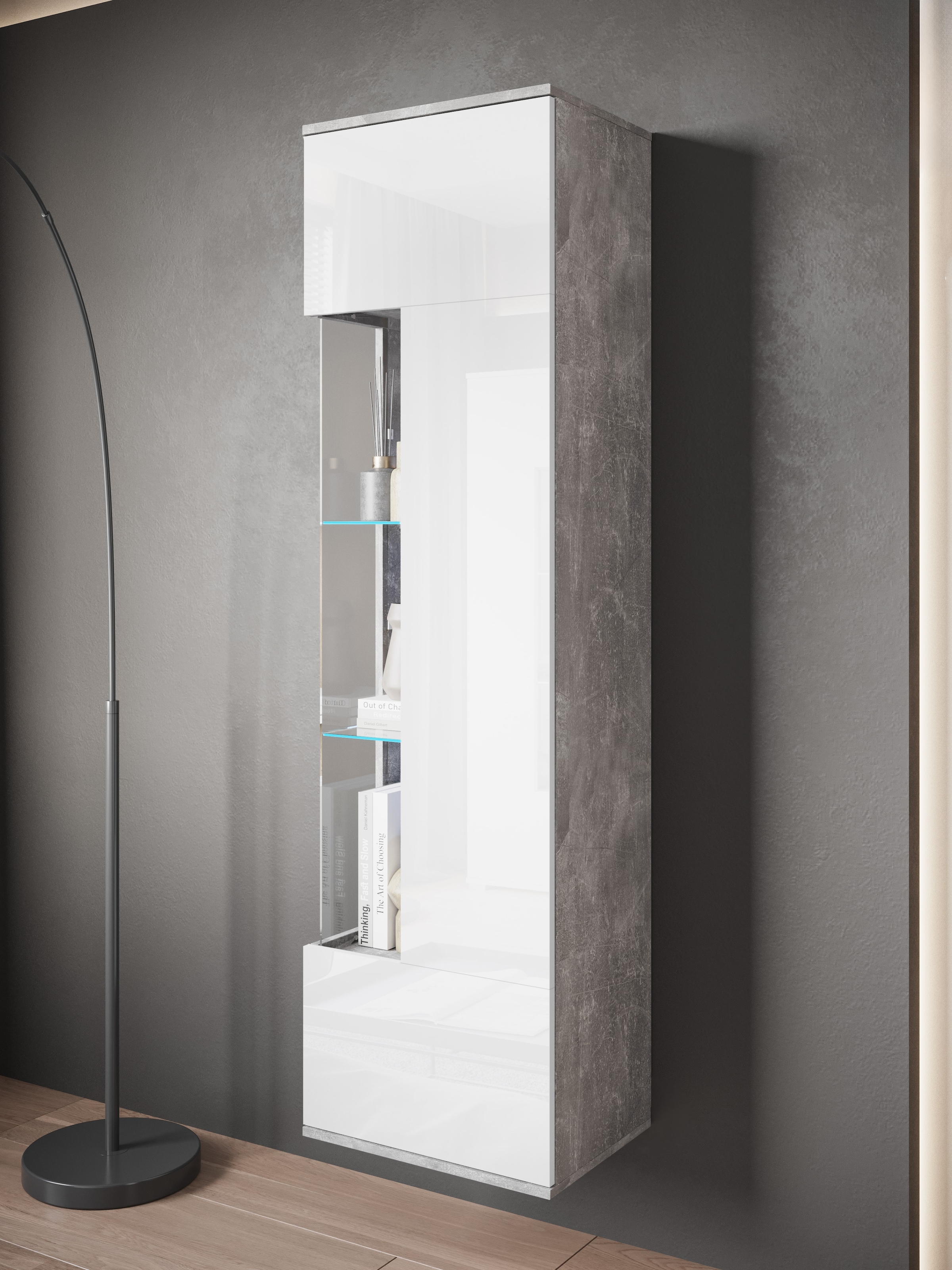 INOSIGN Vitrine »Kenia, stehend und hängend, Türanschlag wechselbar«, (1 St.), Vitrineschrank mit Glastüren 160 cm Höhe