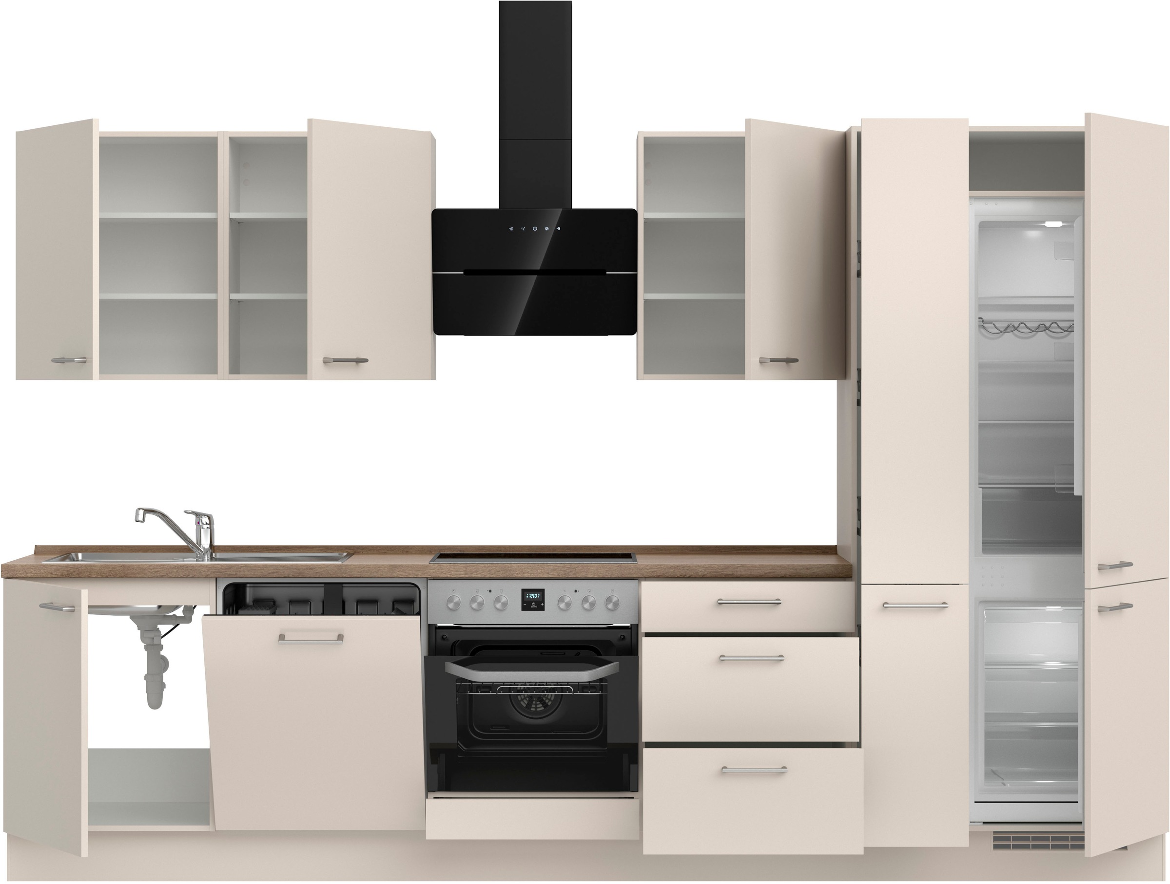nobilia® Küchenzeile »"Laser II"«, vormontiert, Ausrichtung wählbar, Breite 330 cm, wahlw. mit E-Geräten