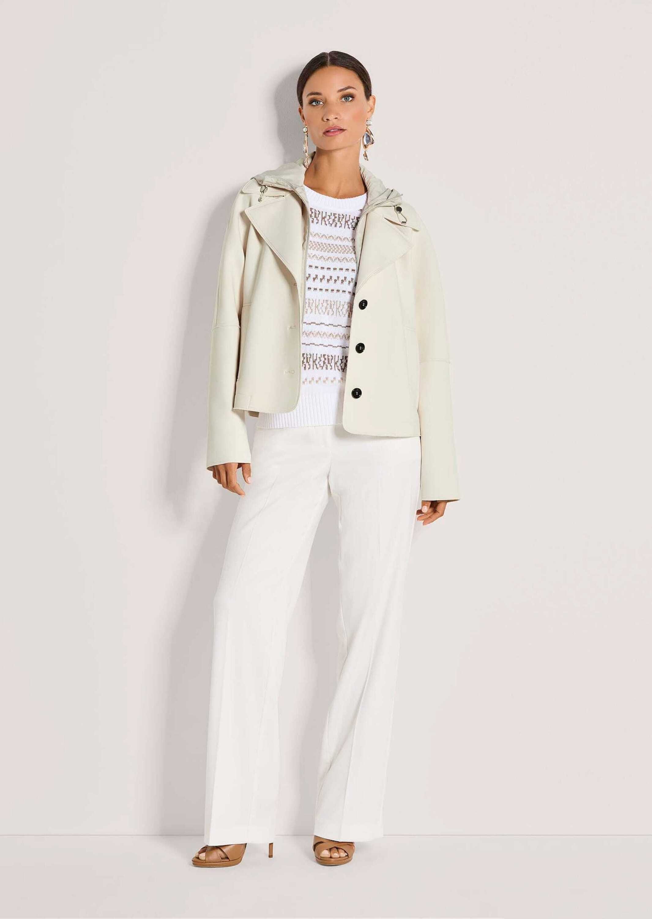 MADELEINE Kurzjacke "Cabanjacke Scuba-Jacke mit Kapuze" Markanter Reverskra günstig online kaufen