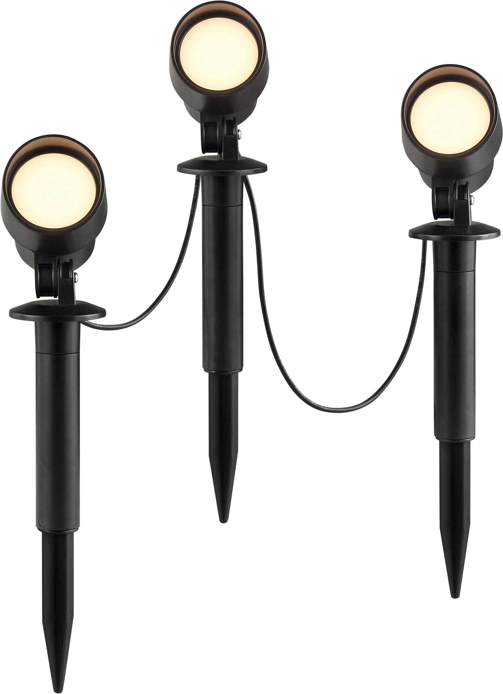 Brilliant Gartenstrahler »Kamara« LED-Modul 1 Stk. Warmweiß LED Spieß 3er Set, 21 x 6 x 8 cm, 610 lm, 3000 K, Kunststoff, schwarz