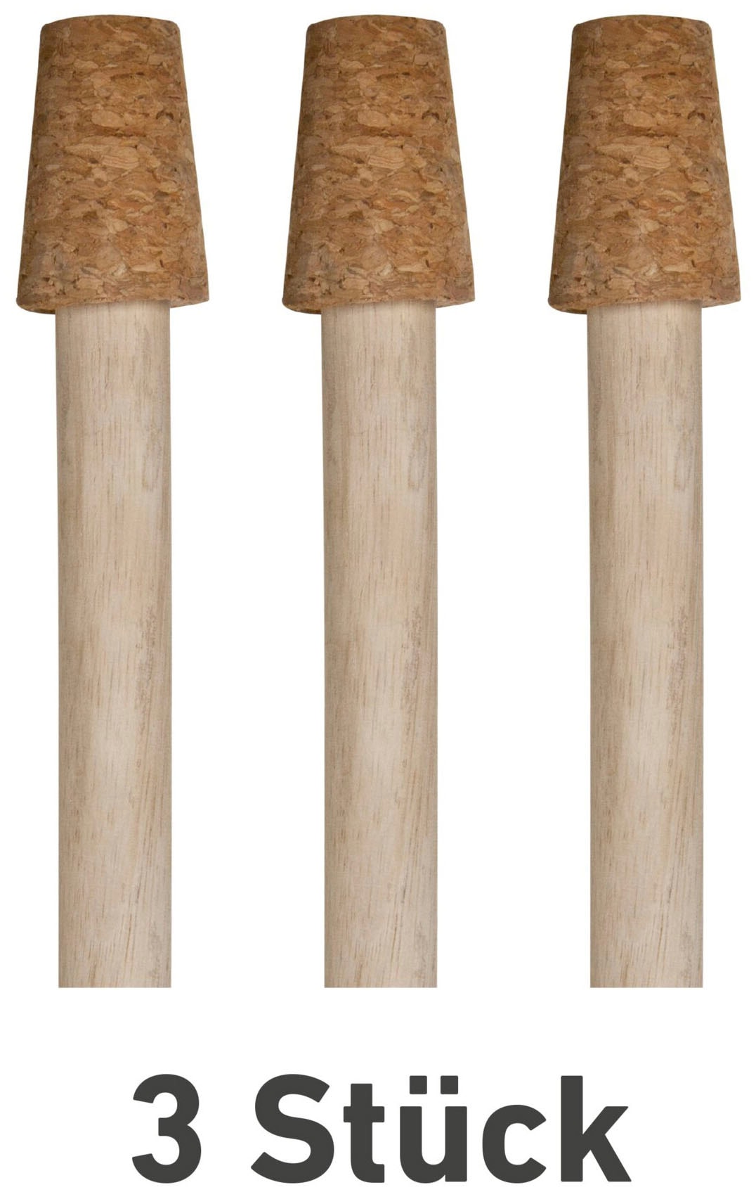 Windhager Gartenfigur, (Set, 3 St.), Rosenkugelstäbe aus Holz mit Korkaufsatz