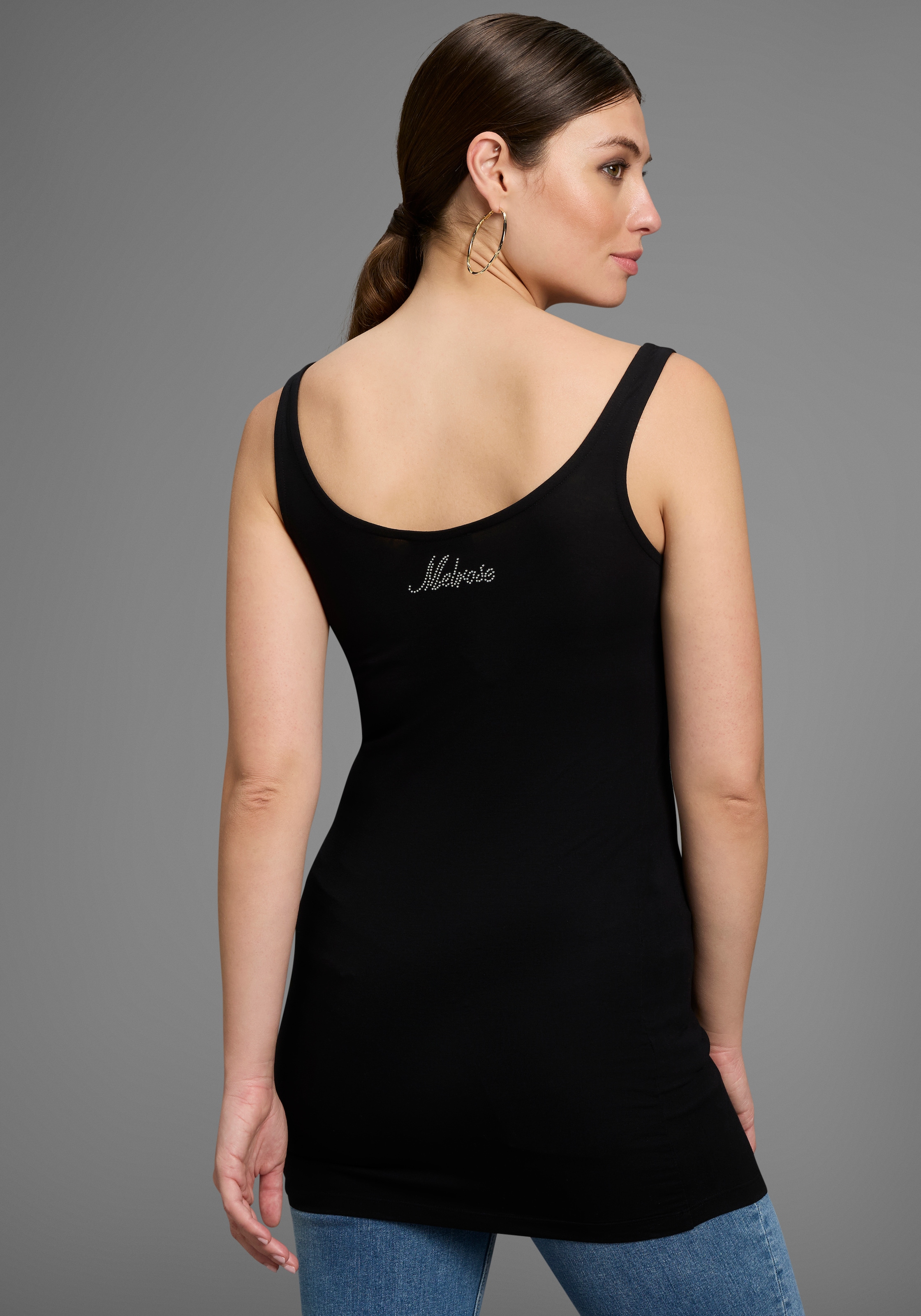 Melrose Longtop, (Packung, 2 tlg.), mit dezentem Glitzer-Logo am Rücken