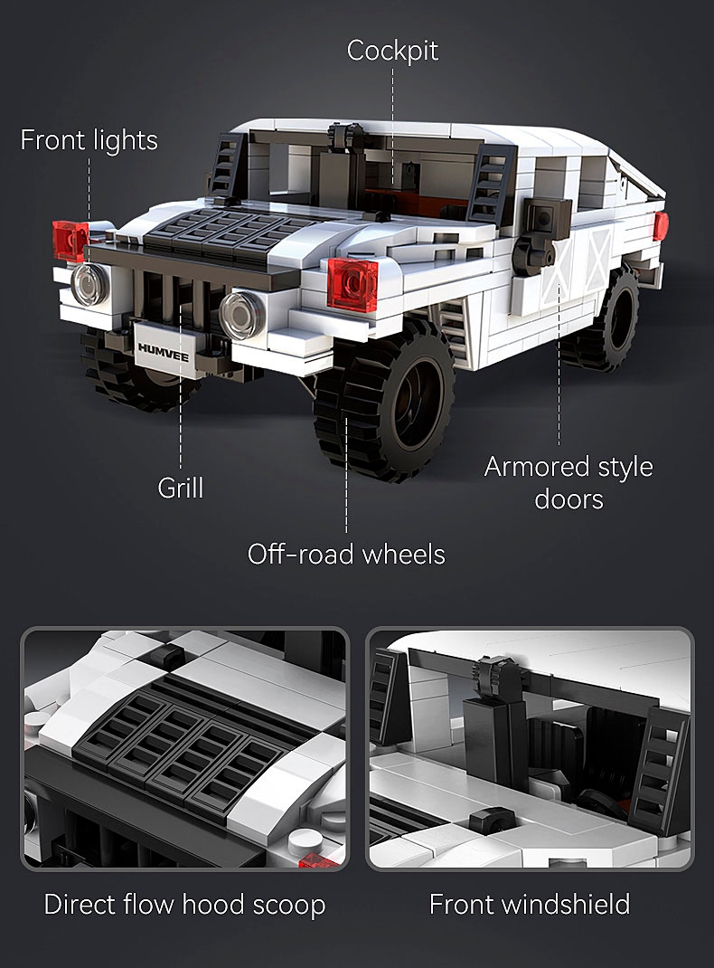 Jamara Konstruktions-Spielset »CaDA, Humvee 1:24 weiß Bricks«, (328 St.)