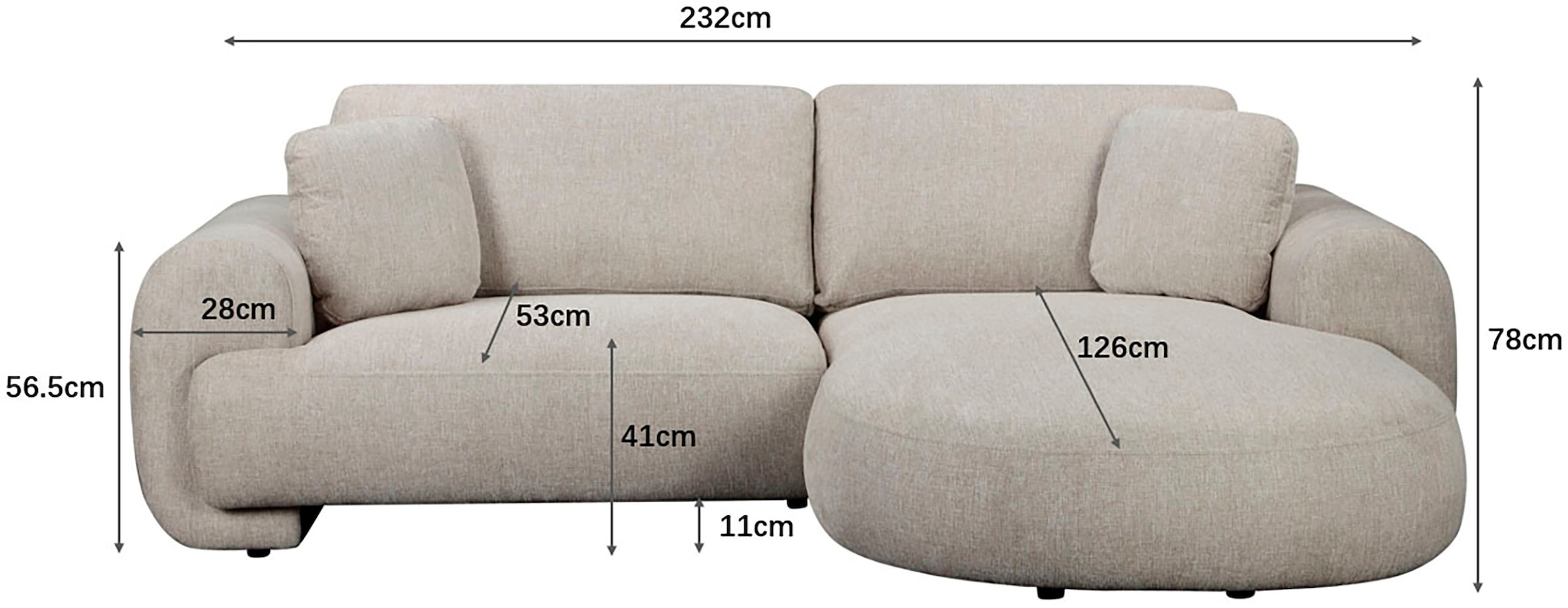 OTTO home Ecksofa »YllSY L-Form, 231cm - OTTO. Verlässliche Qualität.« Struktur-Bezug, Tonnentaschen-Federkern