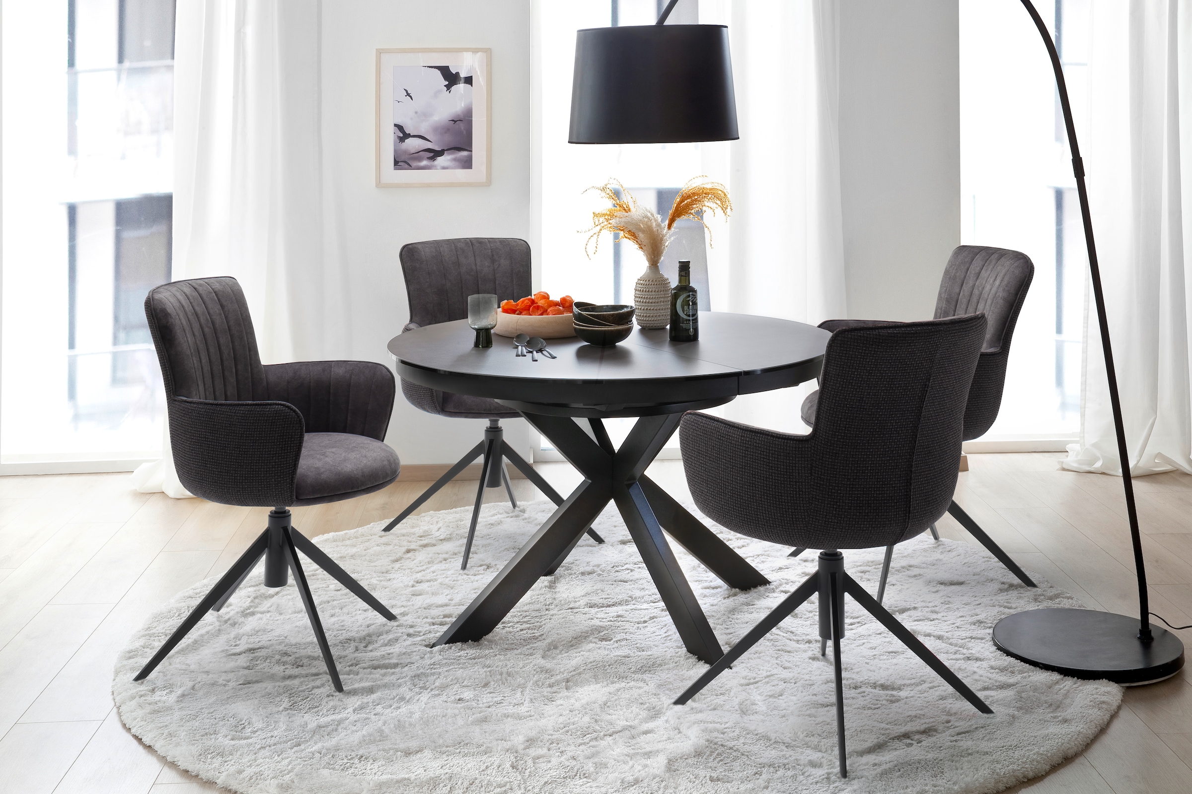 MCA furniture Esszimmerstuhl »Denia«, (Set), 2 St., 2-er Set, Stuhl 360°drehbar mit Nivellierung, belastbar bis 120 kg