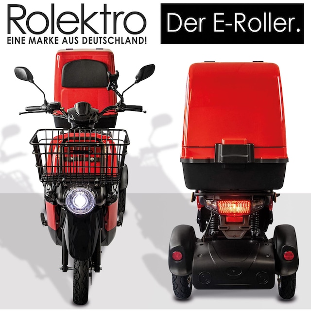 Rolektro Elektromobil »Rolektro E-Carrier 25 V.3 Lithium mit XXL-Koffer«, 1000  W, 25 km/h, (mit Topcase) | BAUR