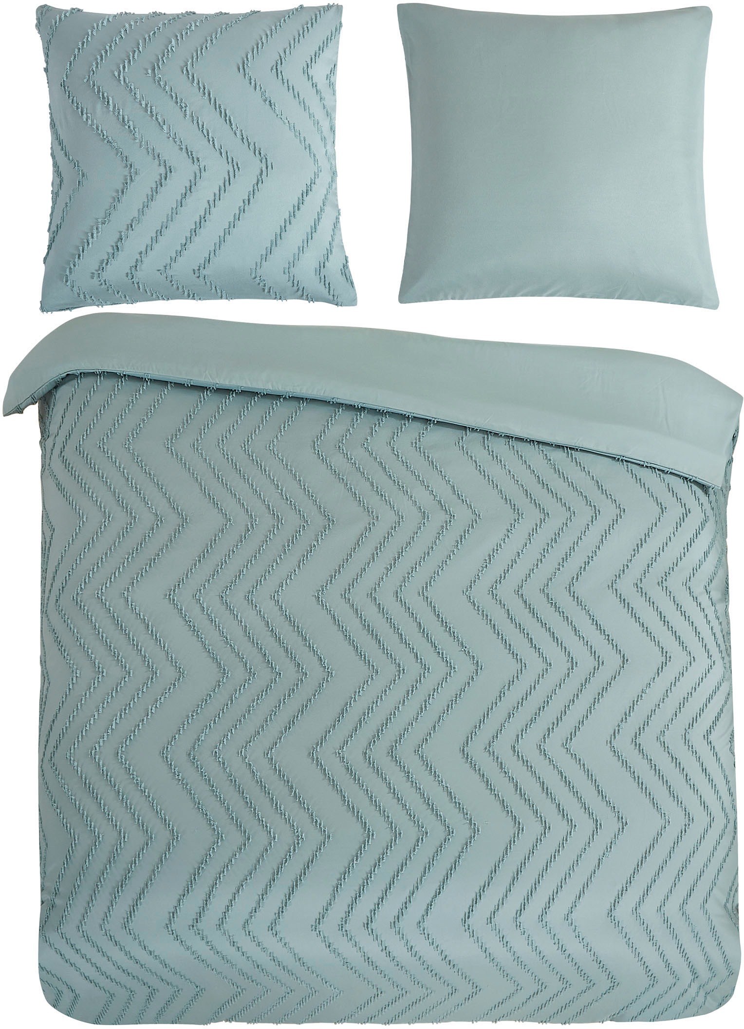 PURE luxury collection Bettwäsche "Zigzag" 3 Stk. tlg. Mikrofaser, 135x200, günstig online kaufen