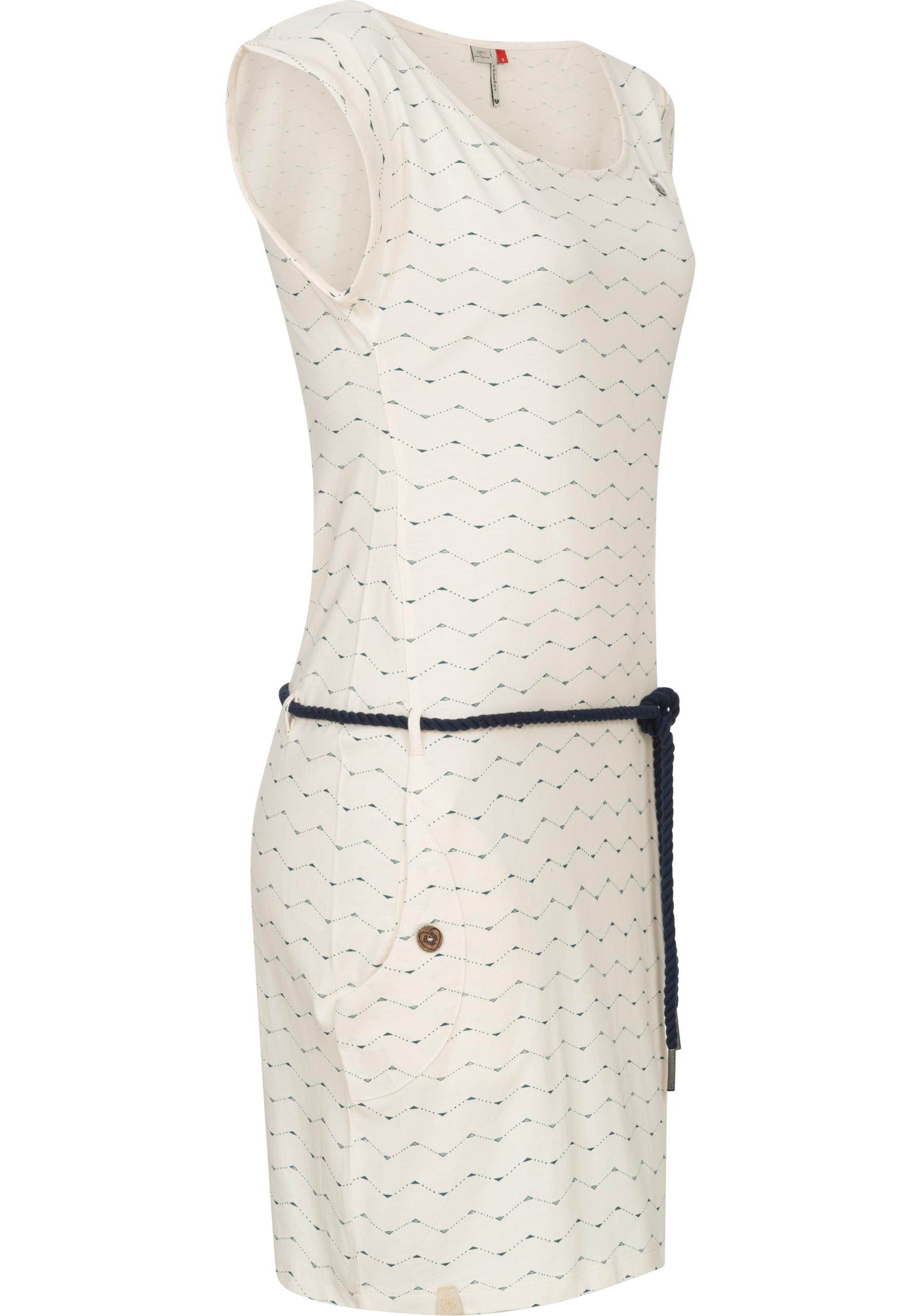 Ragwear Jerseykleid »Tag Zig Zag«, stylisches Shirtkleid mit coolem Print u. Bindekordel