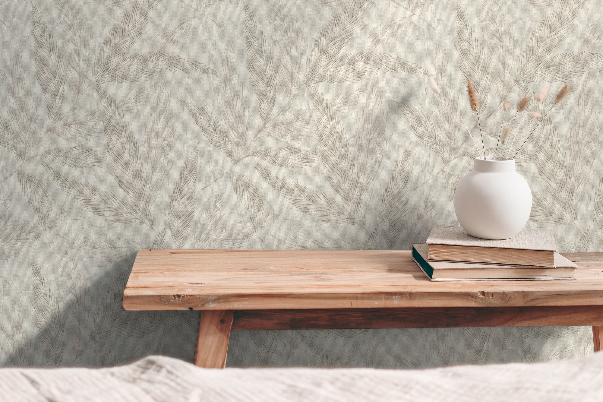 A.S. Création Vliestapete »mit Blätter-Design natürliche Eleganz« matt strukturiert Dekorative Vliestapete mit filigranem Blattmuster